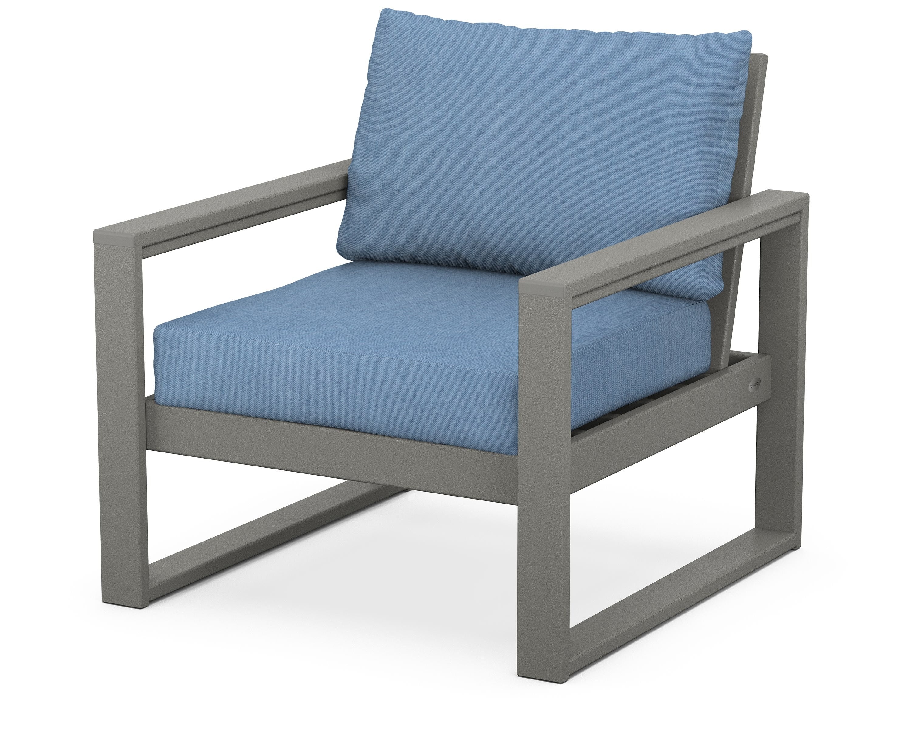 POLYWOOD® EDGE Club Chair in Slate Grey / Sky Blue