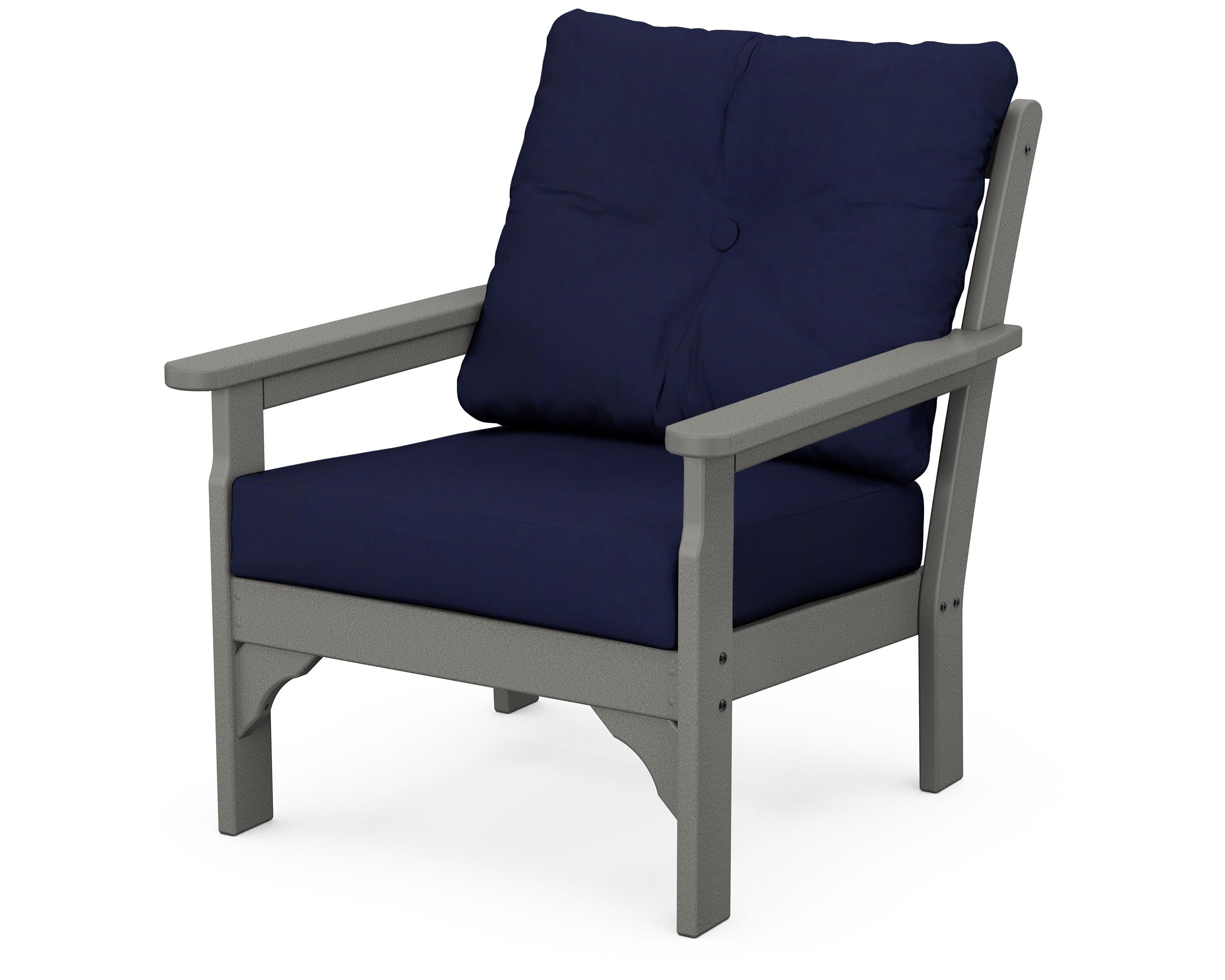 POLYWOOD® Vineyard Deep Seating Chair in Slate Grey / Navy