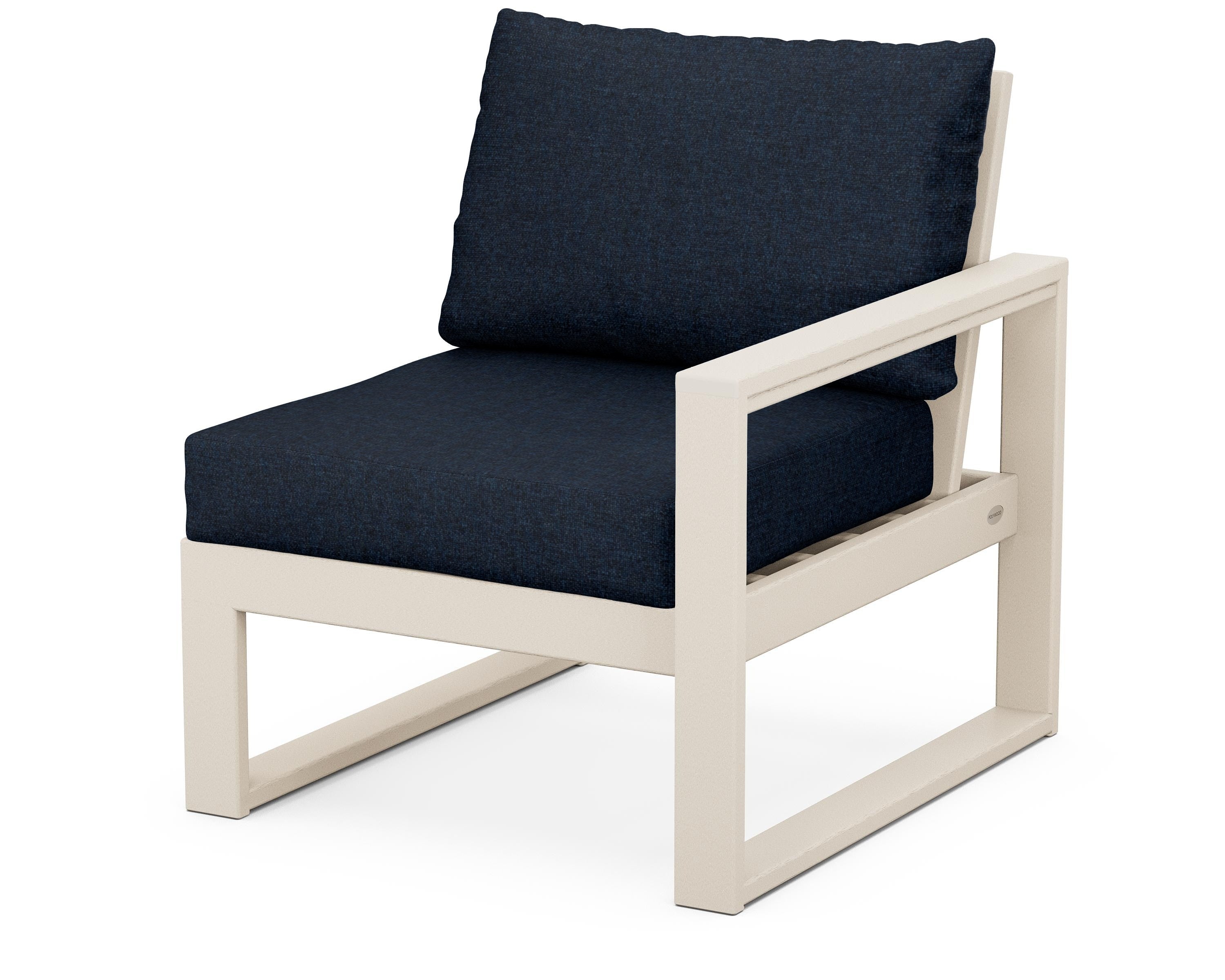 POLYWOOD® EDGE Modular Right Arm Chair in Sand / Marine Indigo