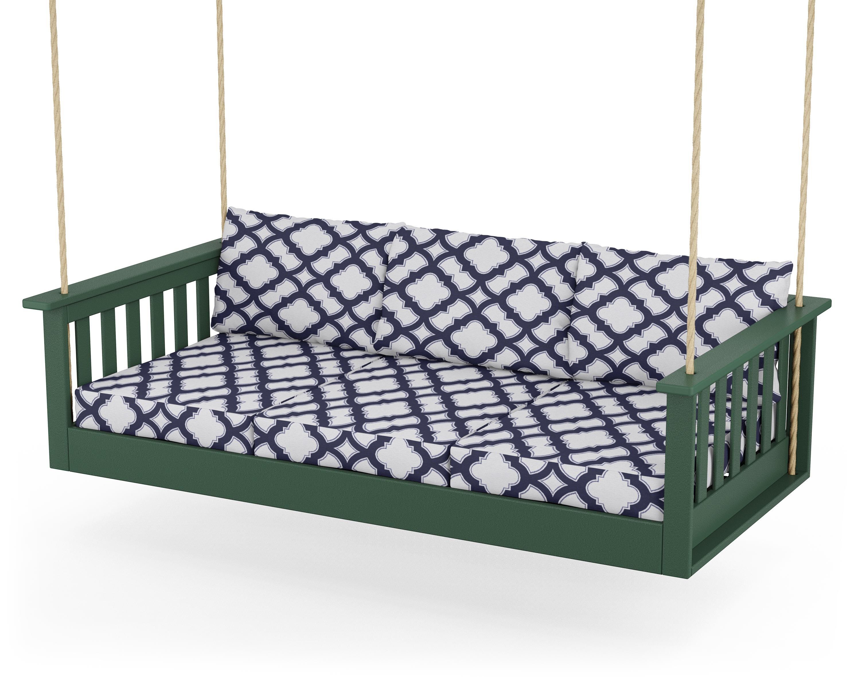 POLYWOOD® Vineyard Daybed Swing in Green / Trellis Navy