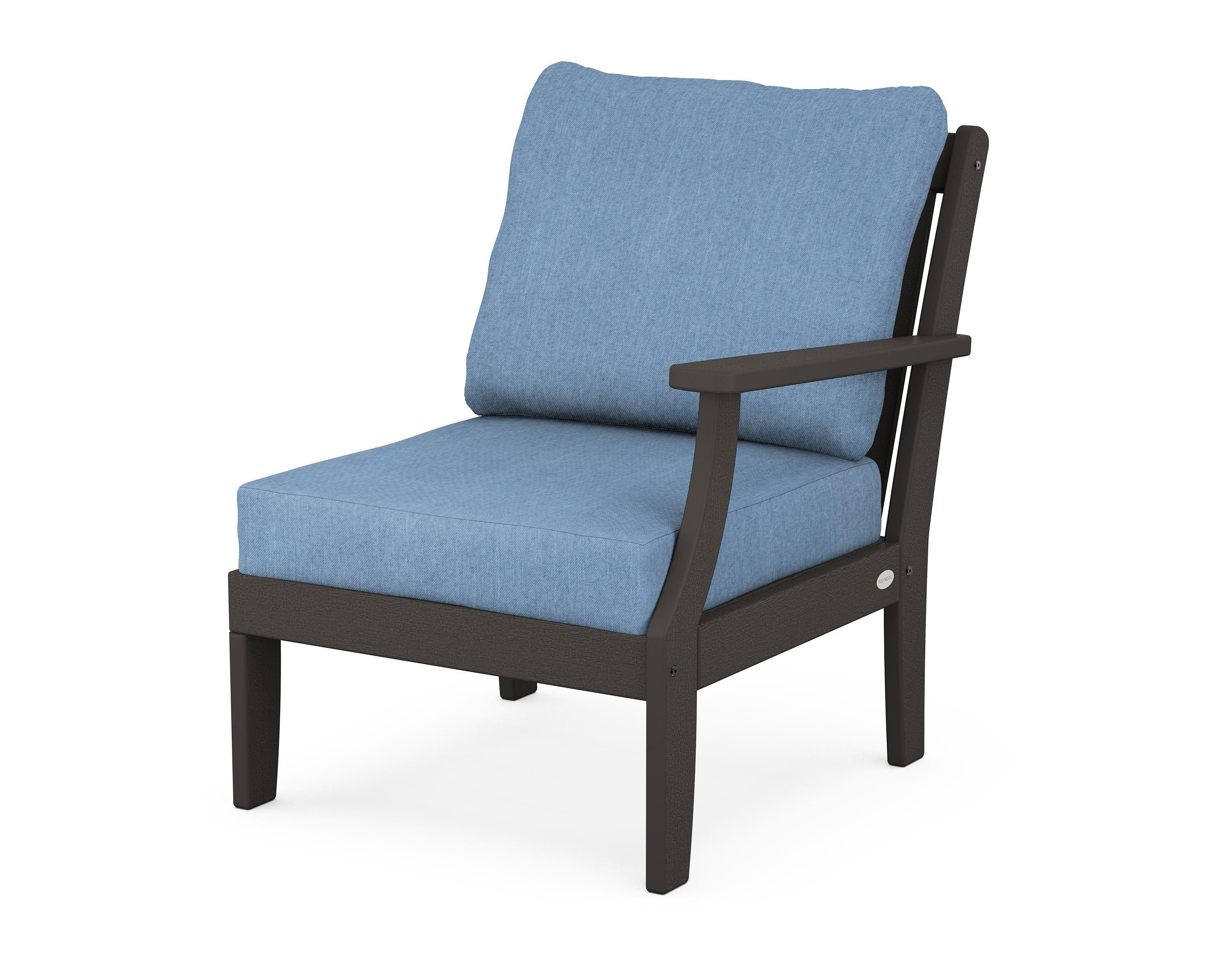 POLYWOOD® Braxton Modular Right Arm Chair in Vintage Coffee / Sky Blue
