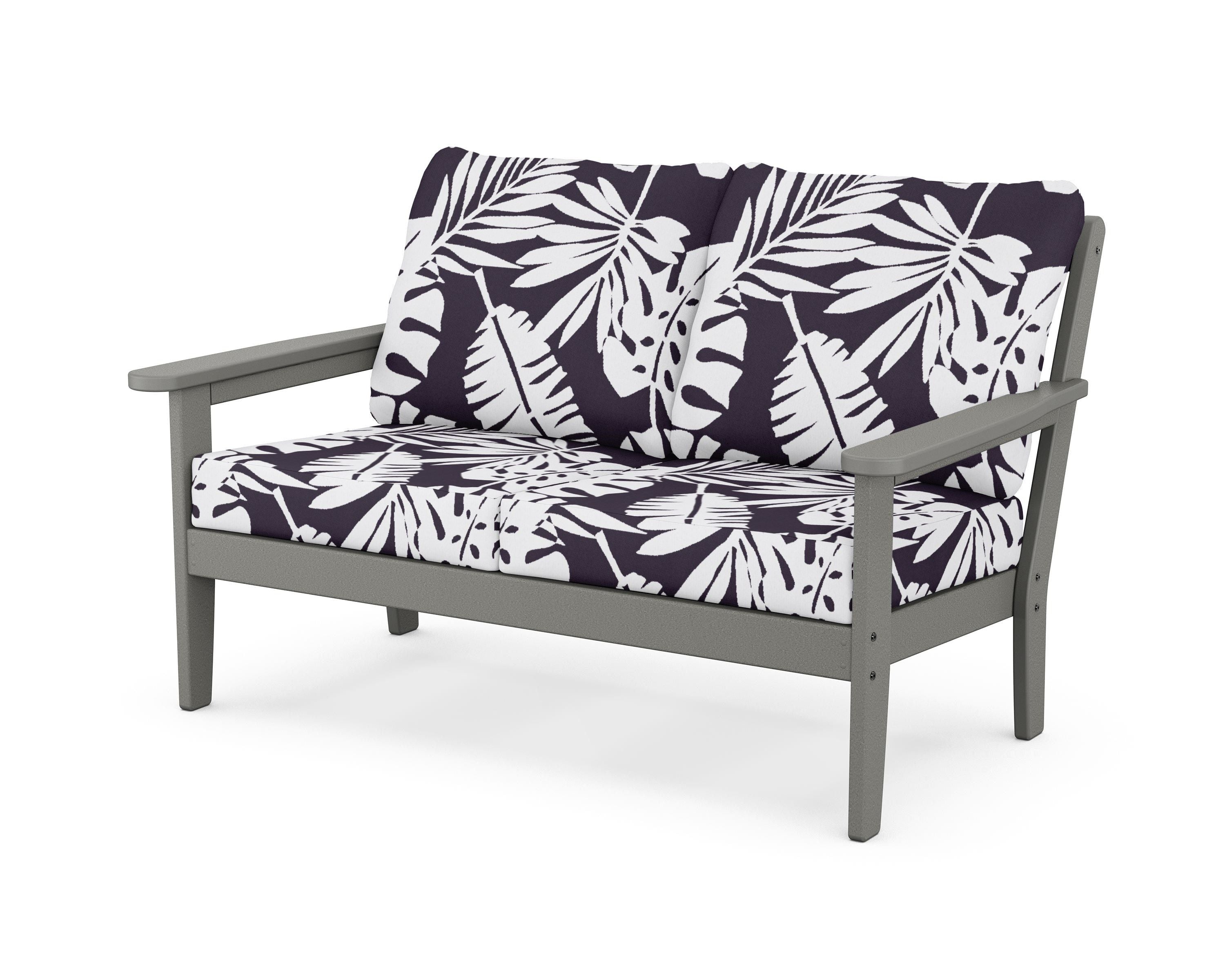 Country Living Cottage Deep Seating Loveseat in Slate Grey / Leaf Navy