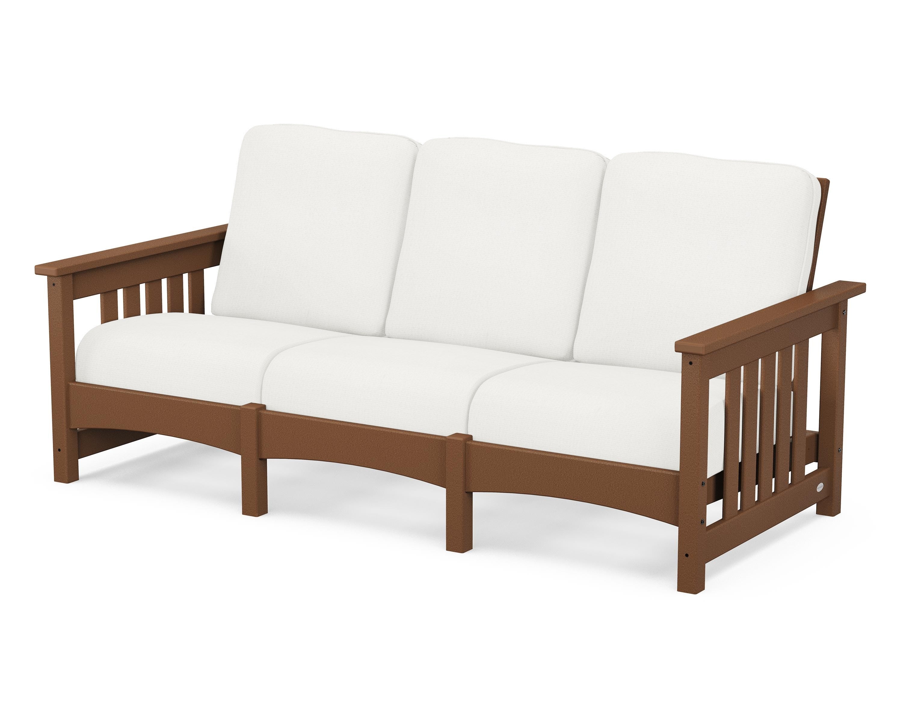 POLYWOOD® Club Mission Sofa in Teak / Natural Linen