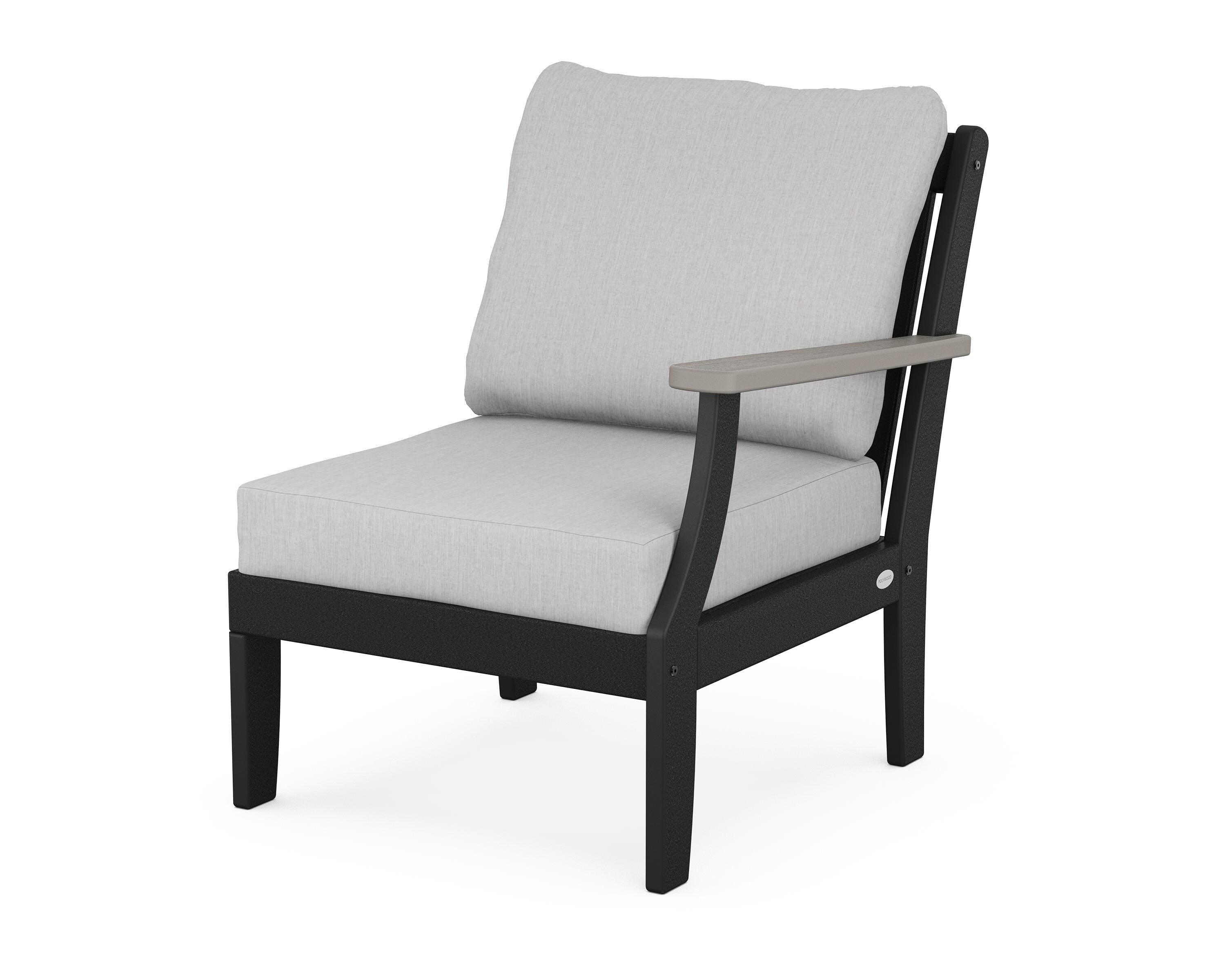 POLYWOOD® Braxton Modular Right Arm Chair in Black / Driftwood / Granite