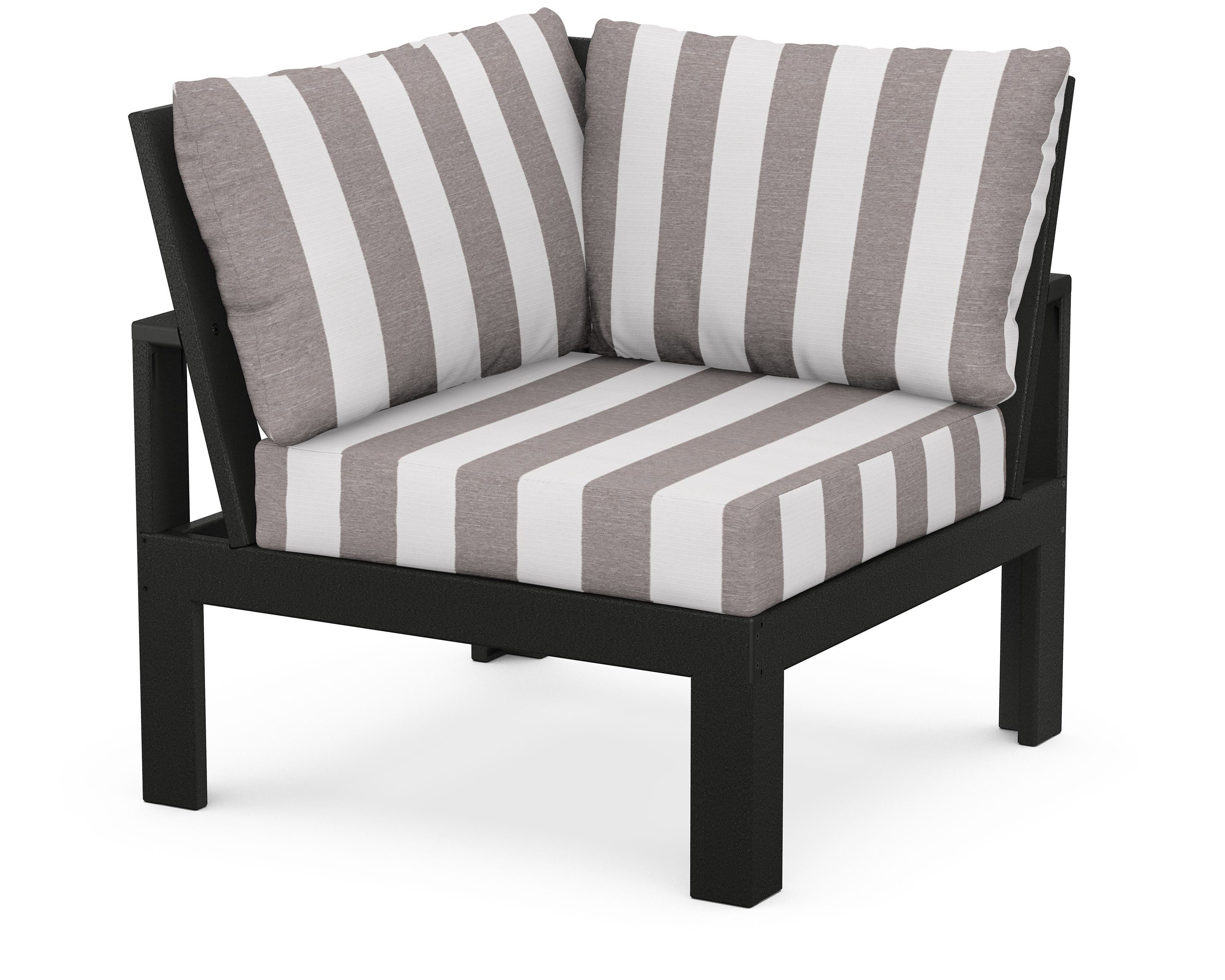Unbranded Modular Corner Chair in Black / Cabana Stripe Grey Mist