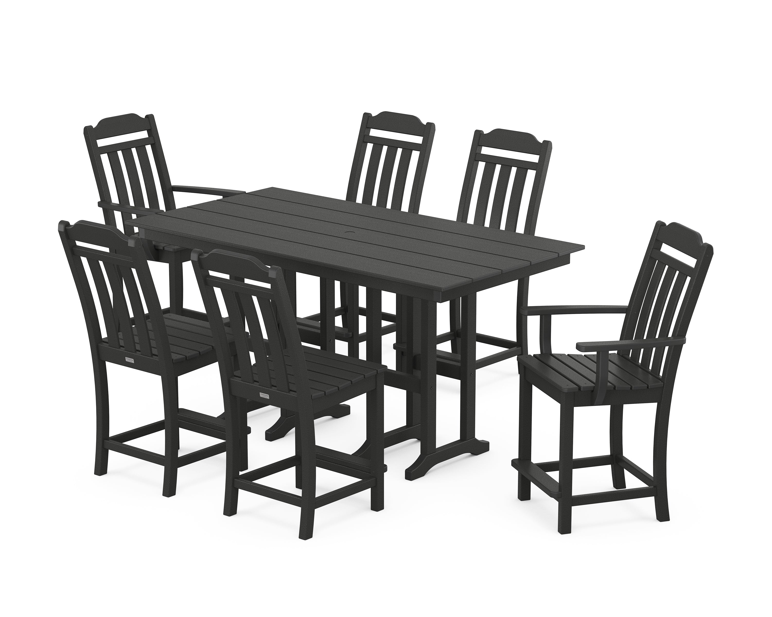 Country Living Cottage 7-Piece Farmhouse Counter Set in Black