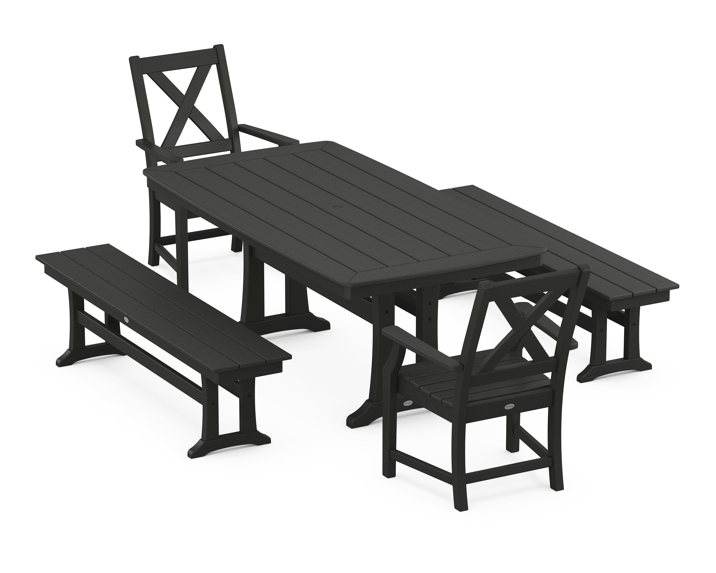 POLYWOOD® Braxton 5-Piece Dining Set with Trestle Legs in Black