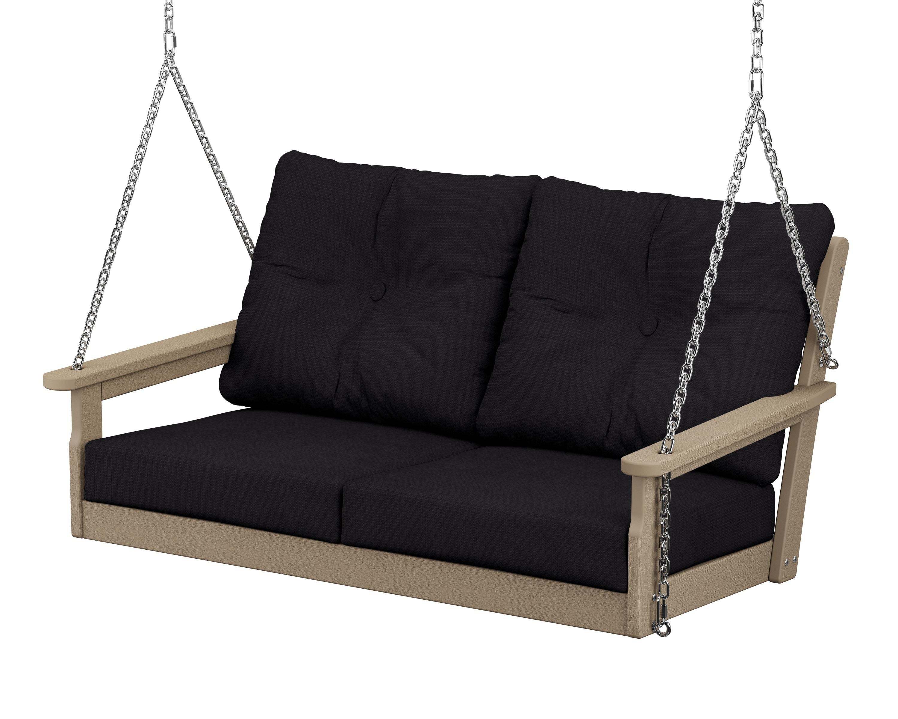 POLYWOOD® Vineyard Deep Seating Swing in Vintage Sahara / Midnight Linen