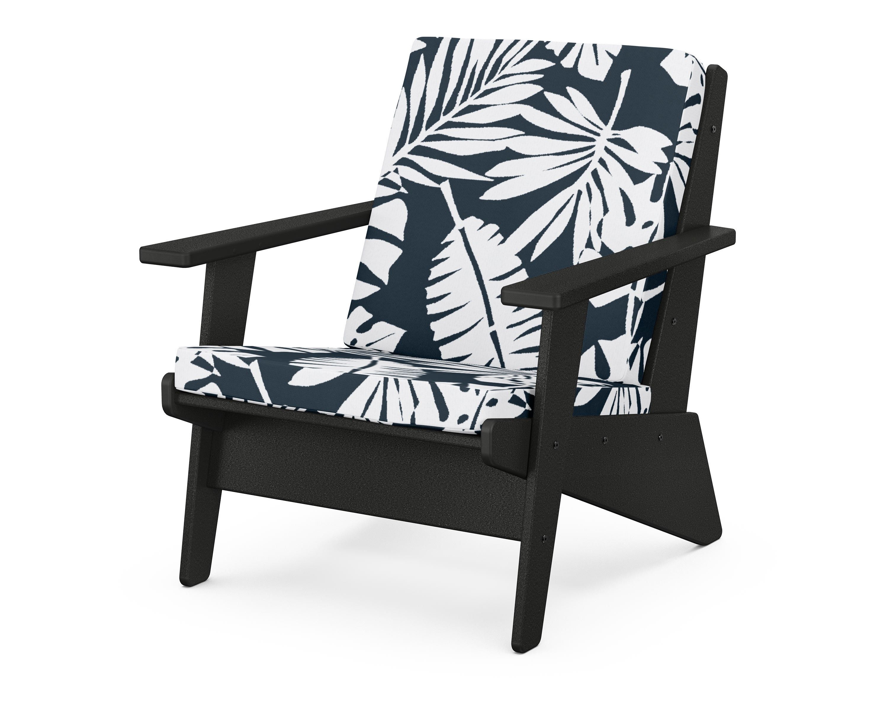 POLYWOOD® Riviera Modern Lounge Chair in Black / Leaf Marine Indigo