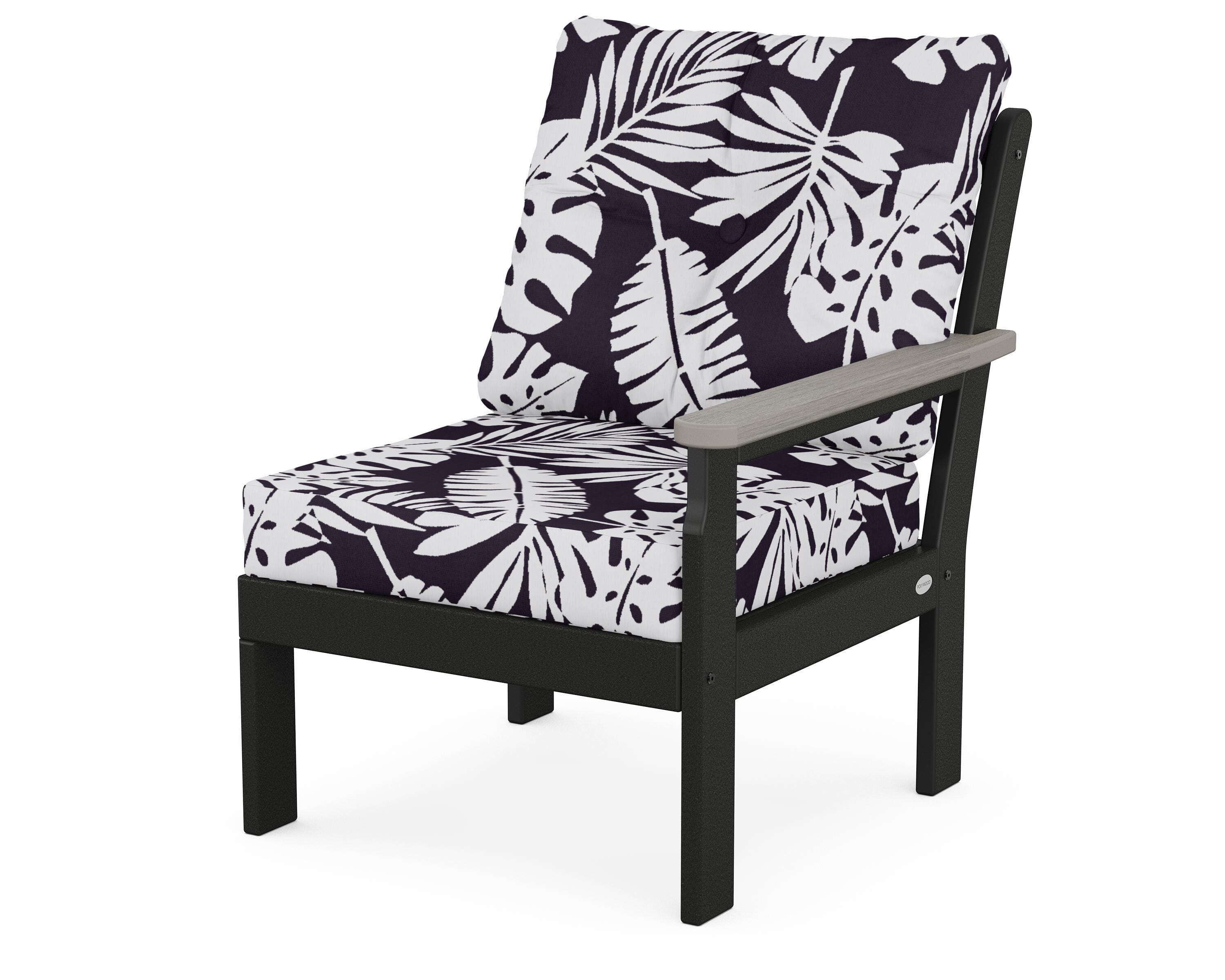 POLYWOOD® Vineyard Modular Right Arm Chair in Black / Driftwood / Leaf Navy