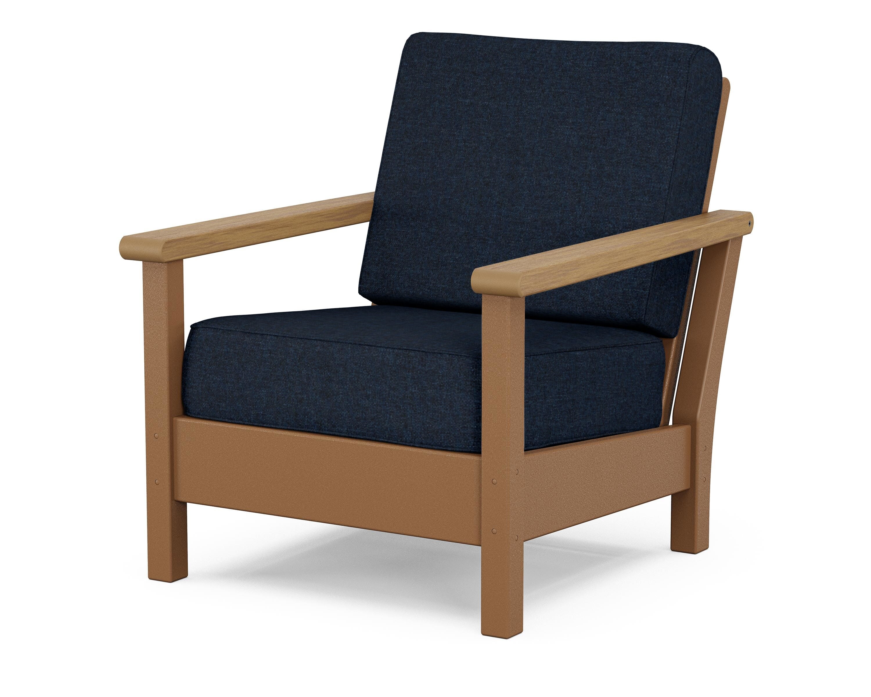POLYWOOD® Harbour Deep Seating Chair in Teak / Natural / Marine Indigo