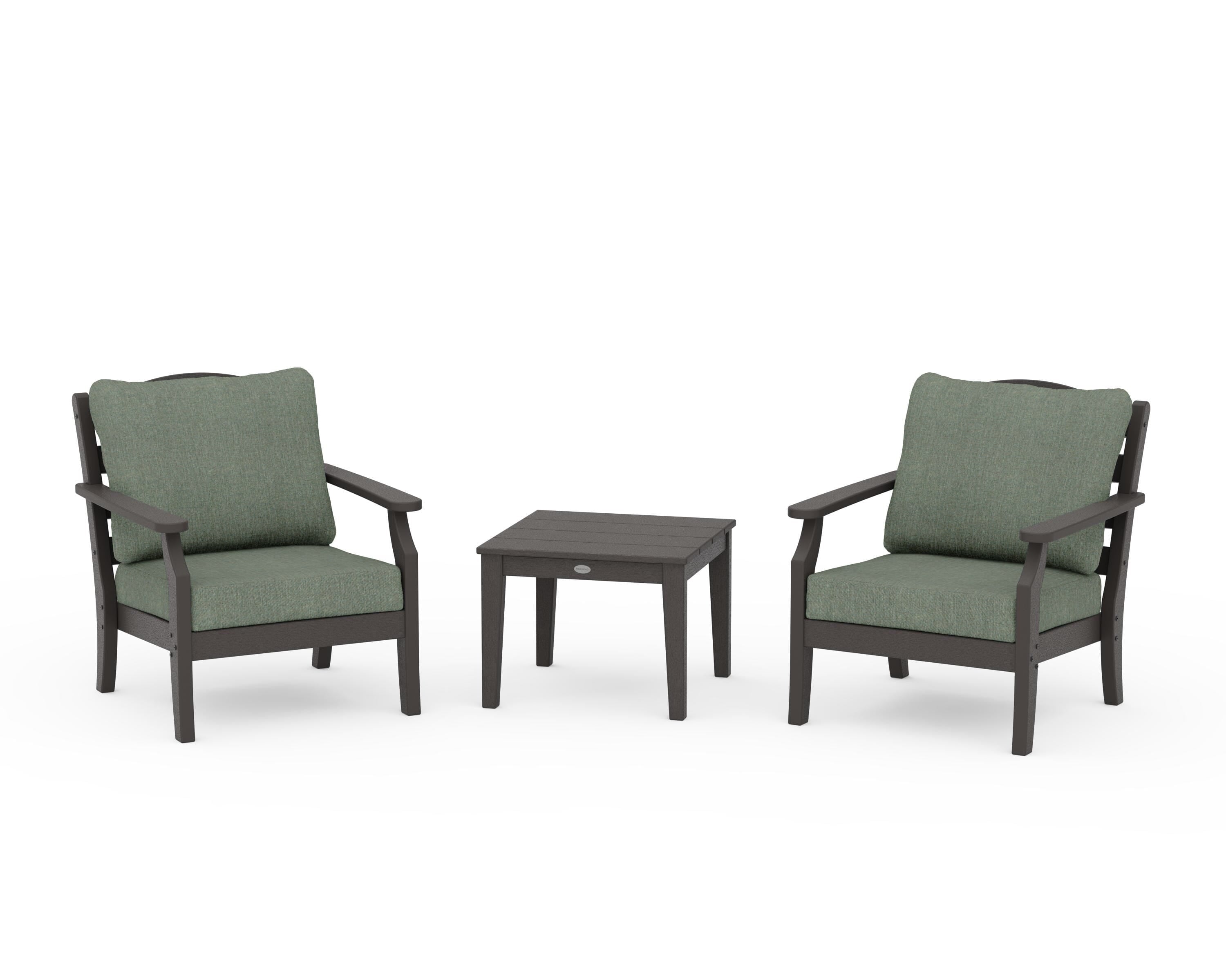 Draper James™ by POLYWOOD® Savannah 3-Piece Deep Seating Set in Vintage Coffee / Cast Sage