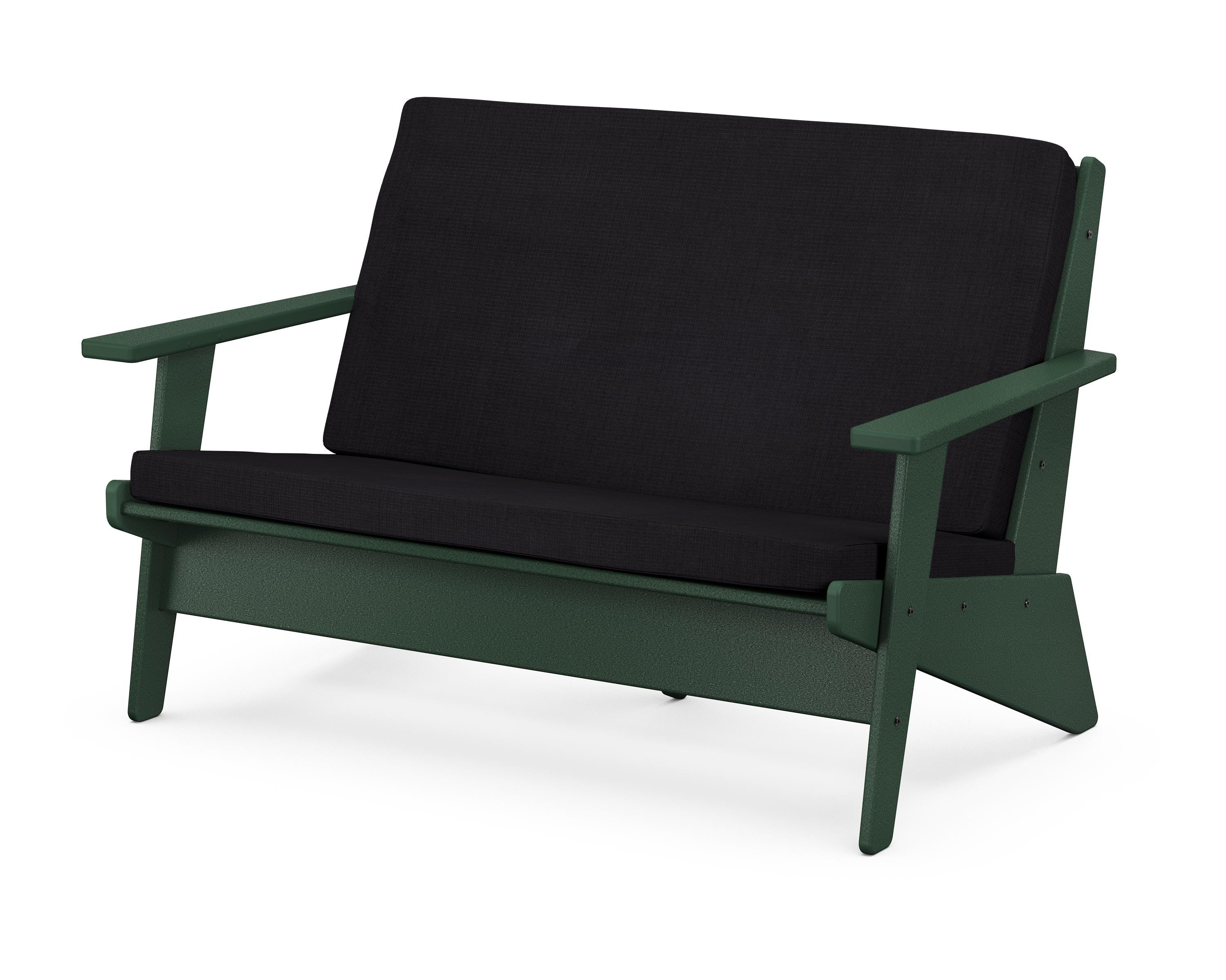 POLYWOOD® Riviera Modern Lounge Loveseat in Green / Midnight Linen