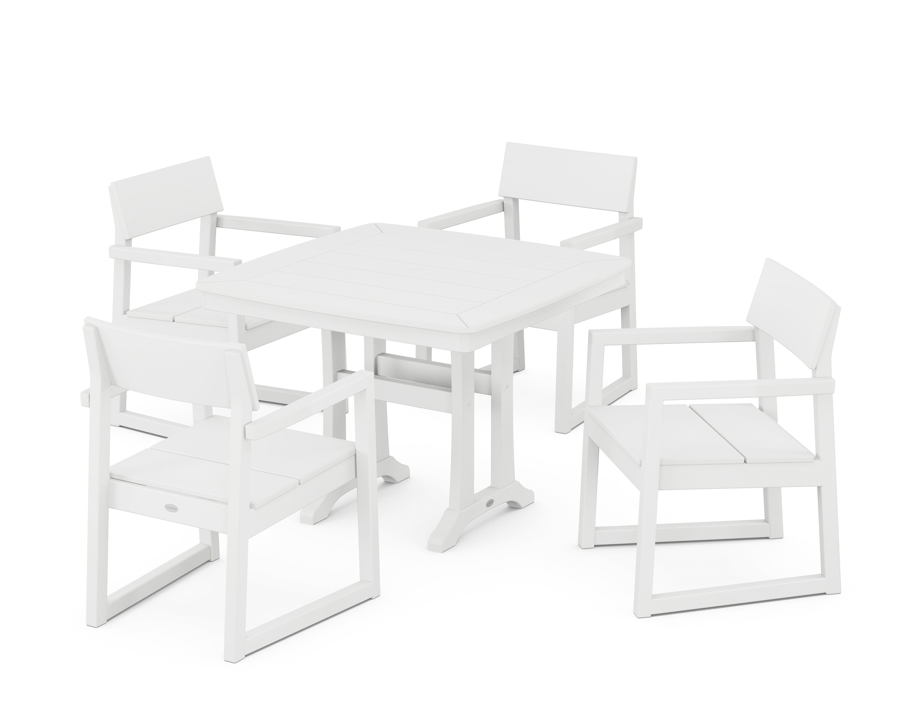 POLYWOOD® EDGE 5-Piece Dining Set with Trestle Legs in White