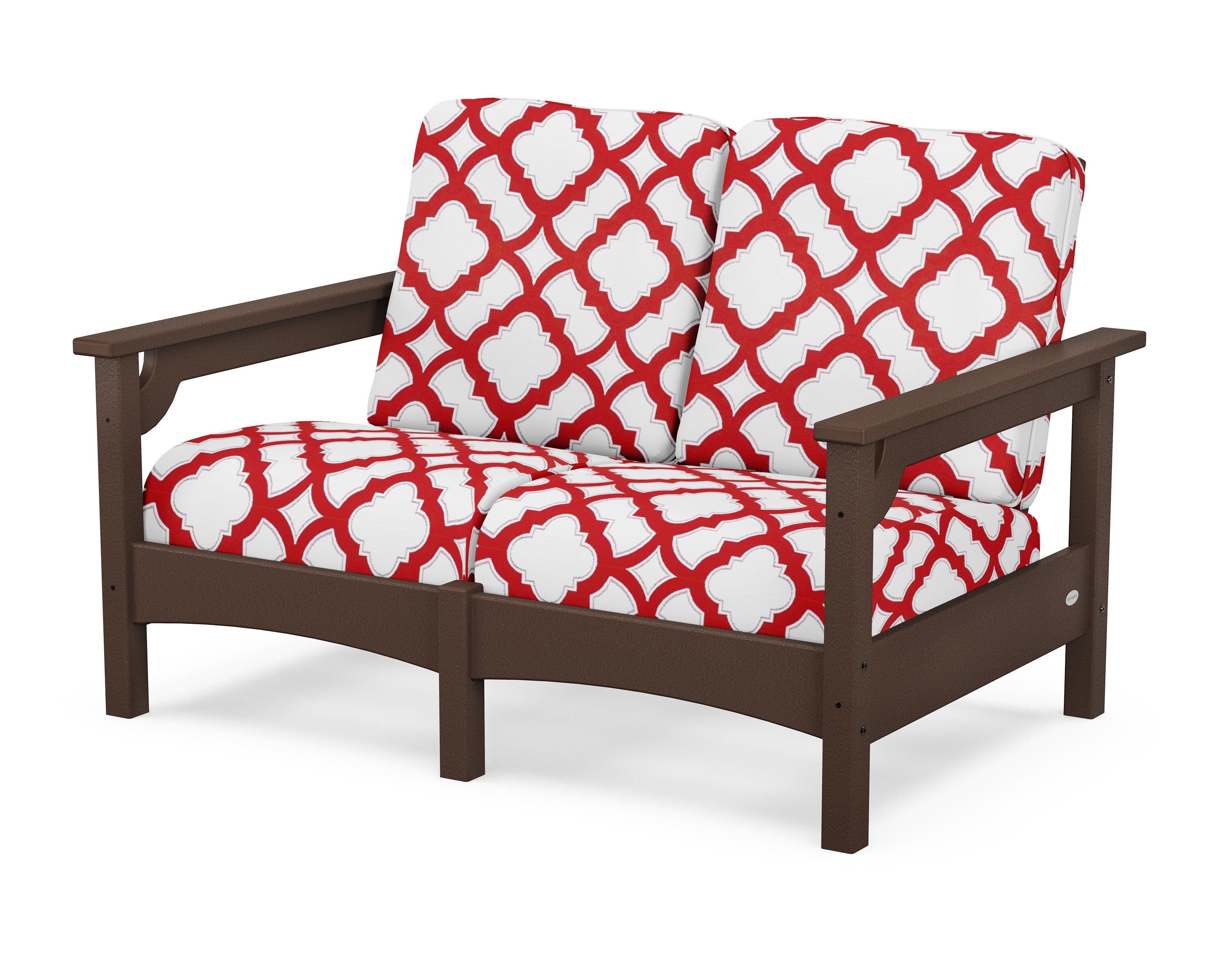 POLYWOOD® Club Loveseat in Mahogany / Trellis Crimson