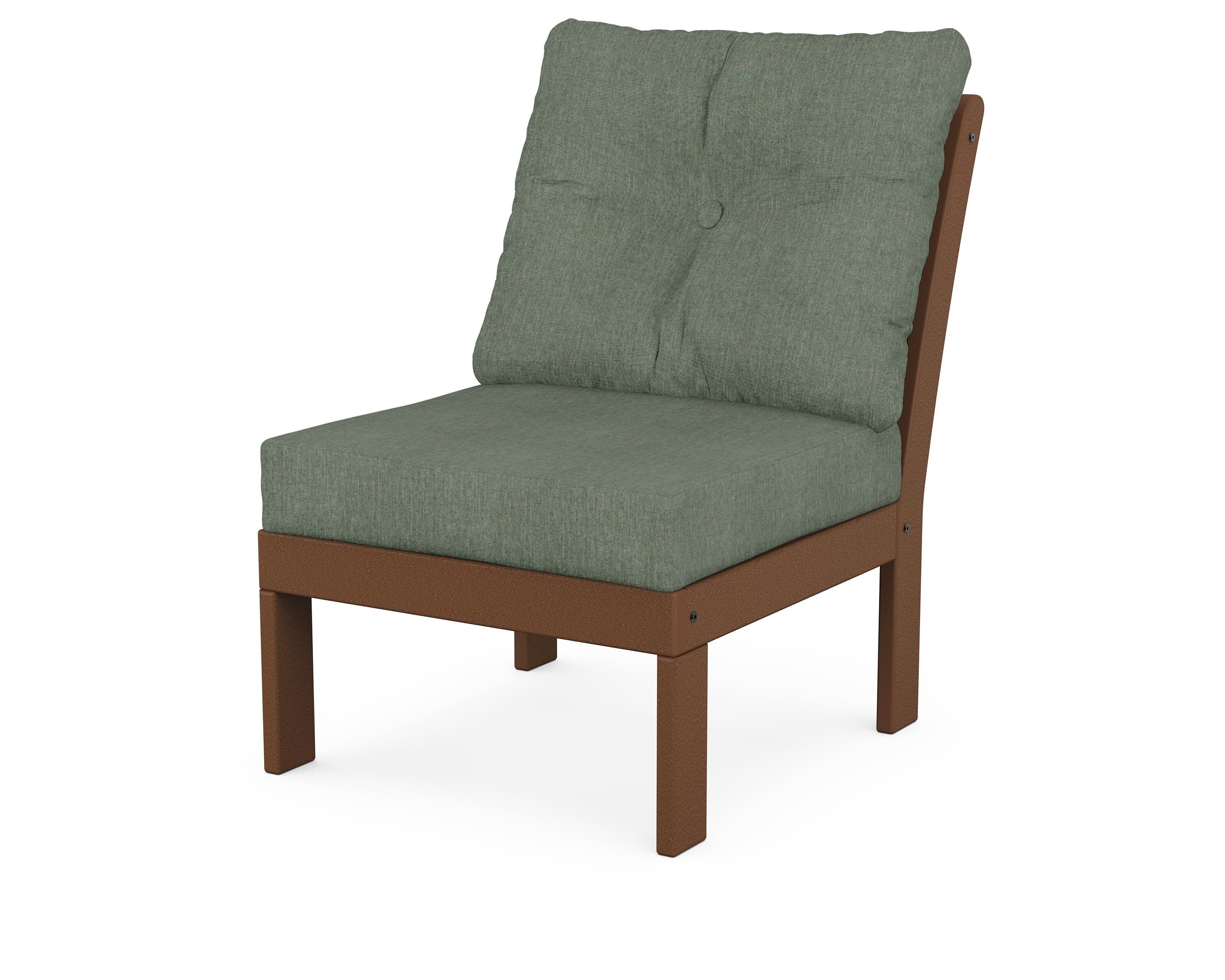 POLYWOOD® Vineyard Modular Armless Chair in Teak / Cast Sage