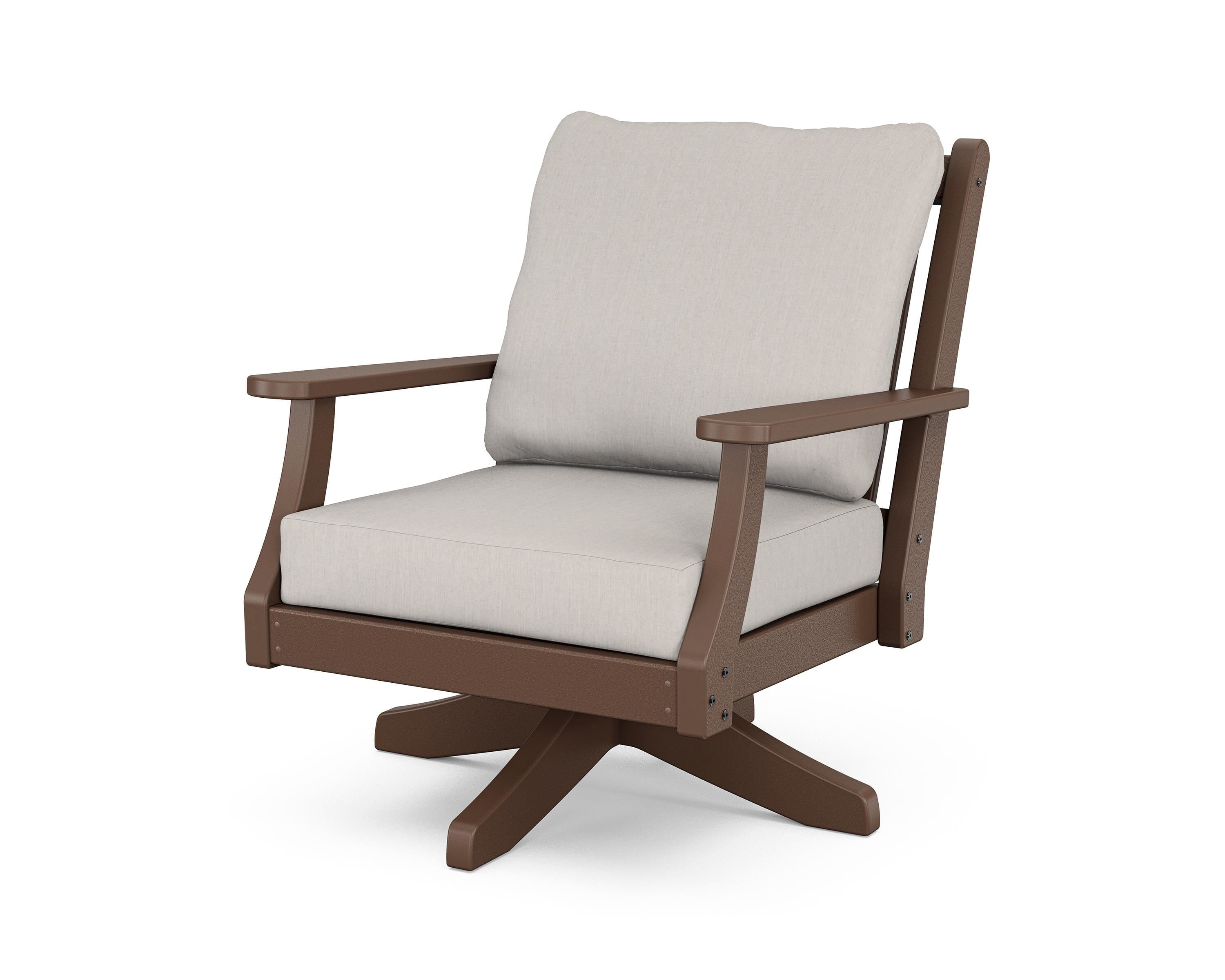 Country Living Wovendale Deep Seating Swivel Chair in Mahogany / Cast Ash