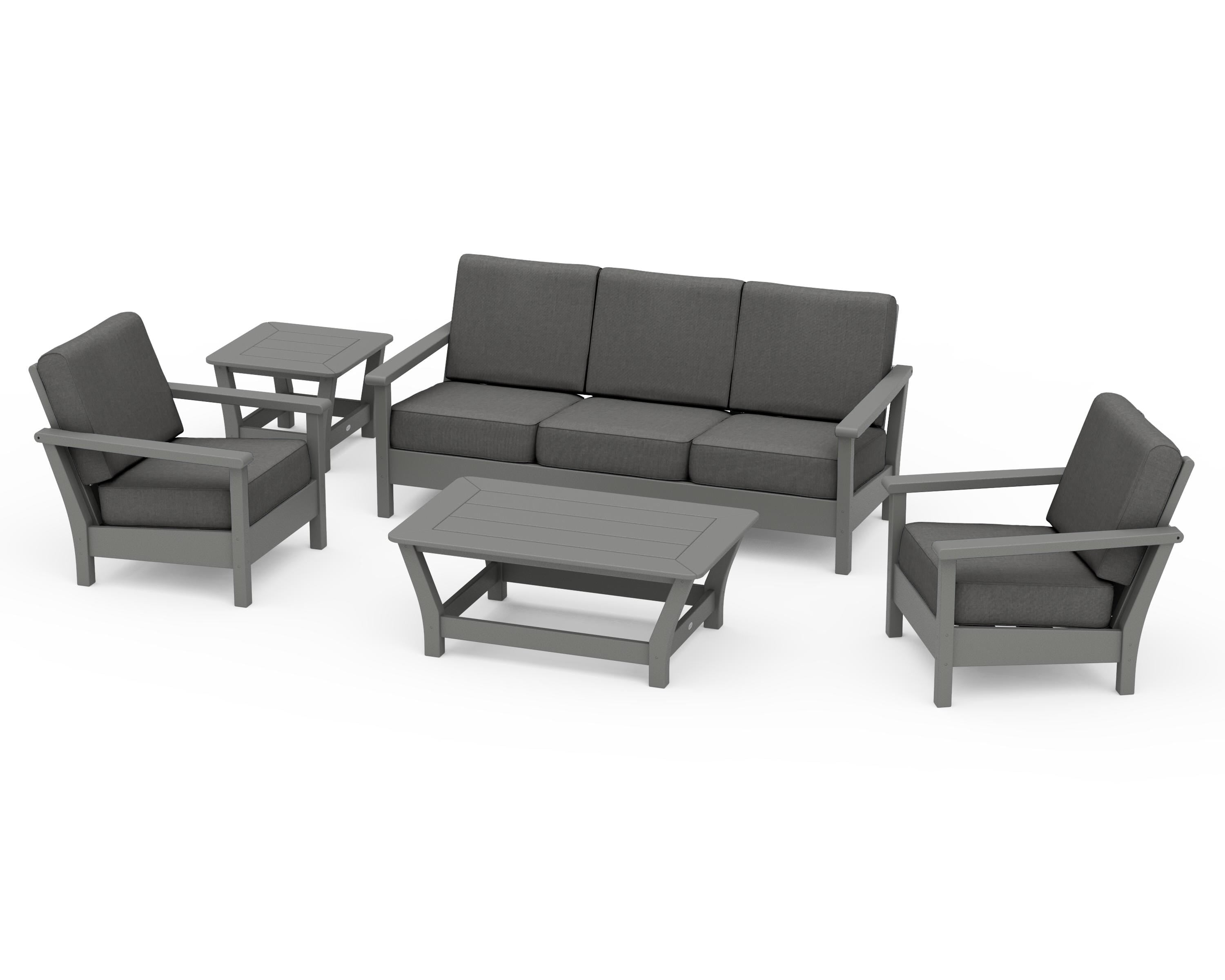POLYWOOD® Harbour 5-Piece Deep Seating Set in Slate Grey / Spectrum Carbon