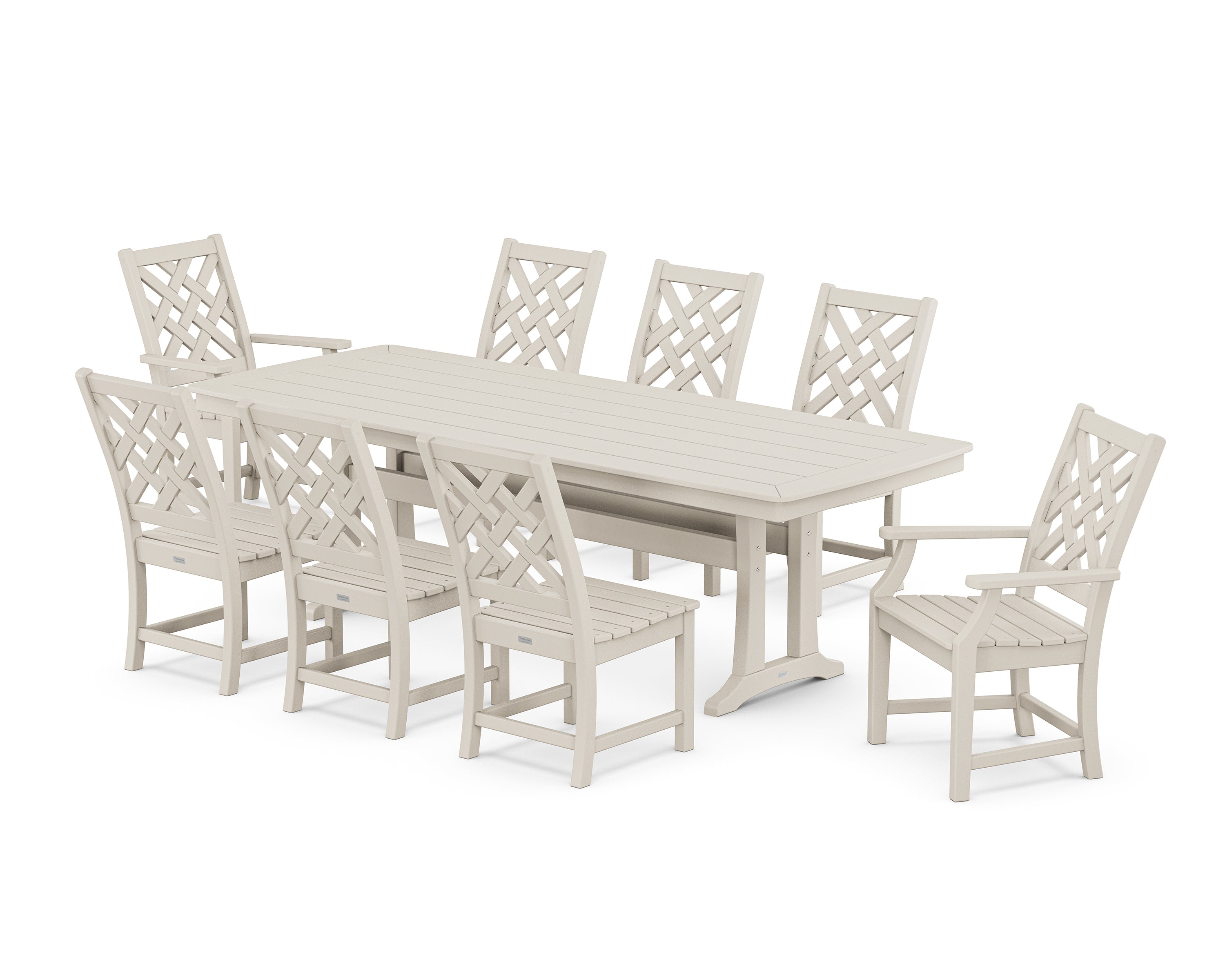 Country Living Wovendale 9-Piece Dining Set with Trestle Legs in Sand