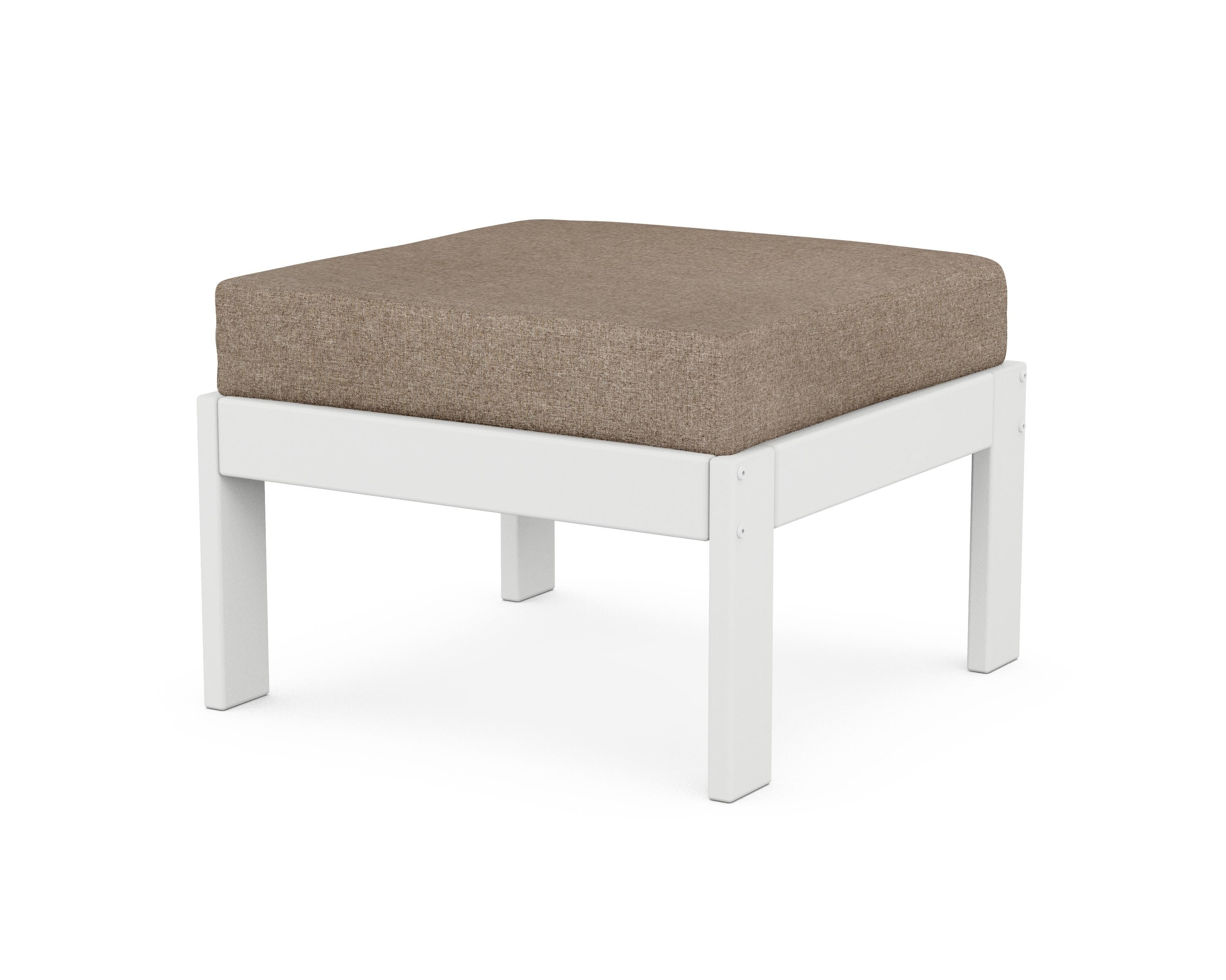 POLYWOOD® Vineyard Modular Ottoman in White / Spiced Burlap