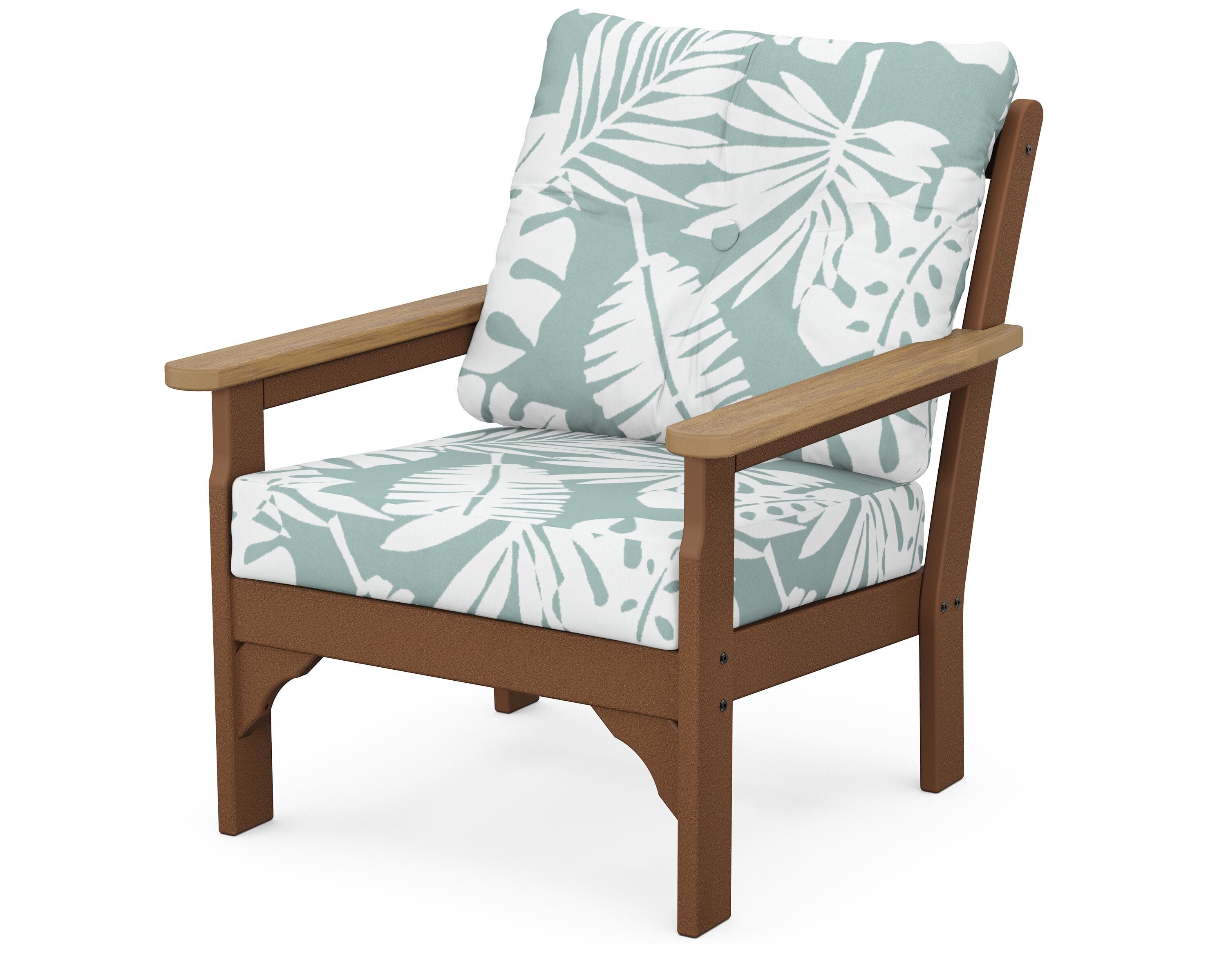 POLYWOOD® Vineyard Deep Seating Chair in Teak / Natural / Leaf Glacier Spa