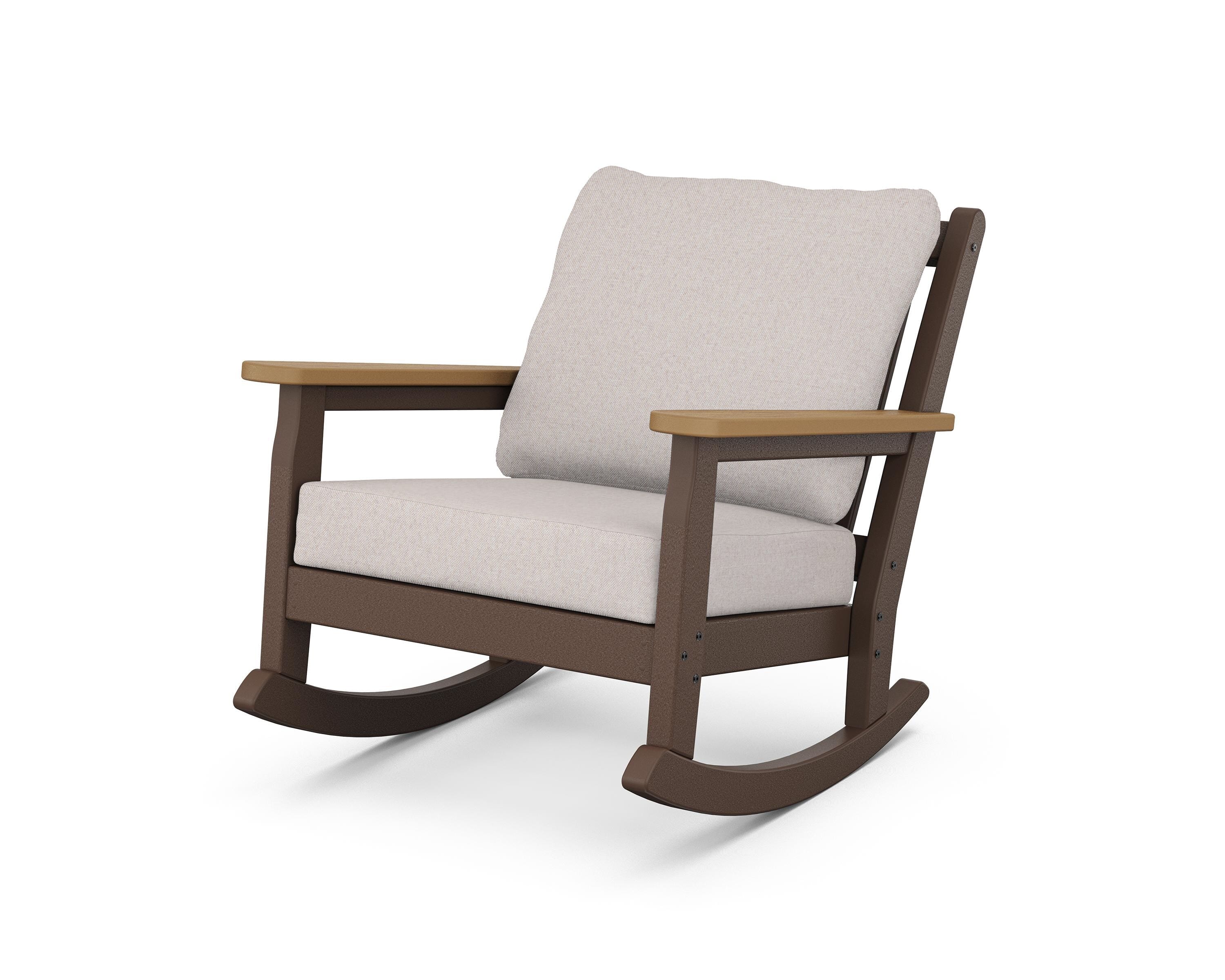 POLYWOOD® Chippendale Deep Seating Rocking Chair in Mahogany / Natural / Dune Burlap