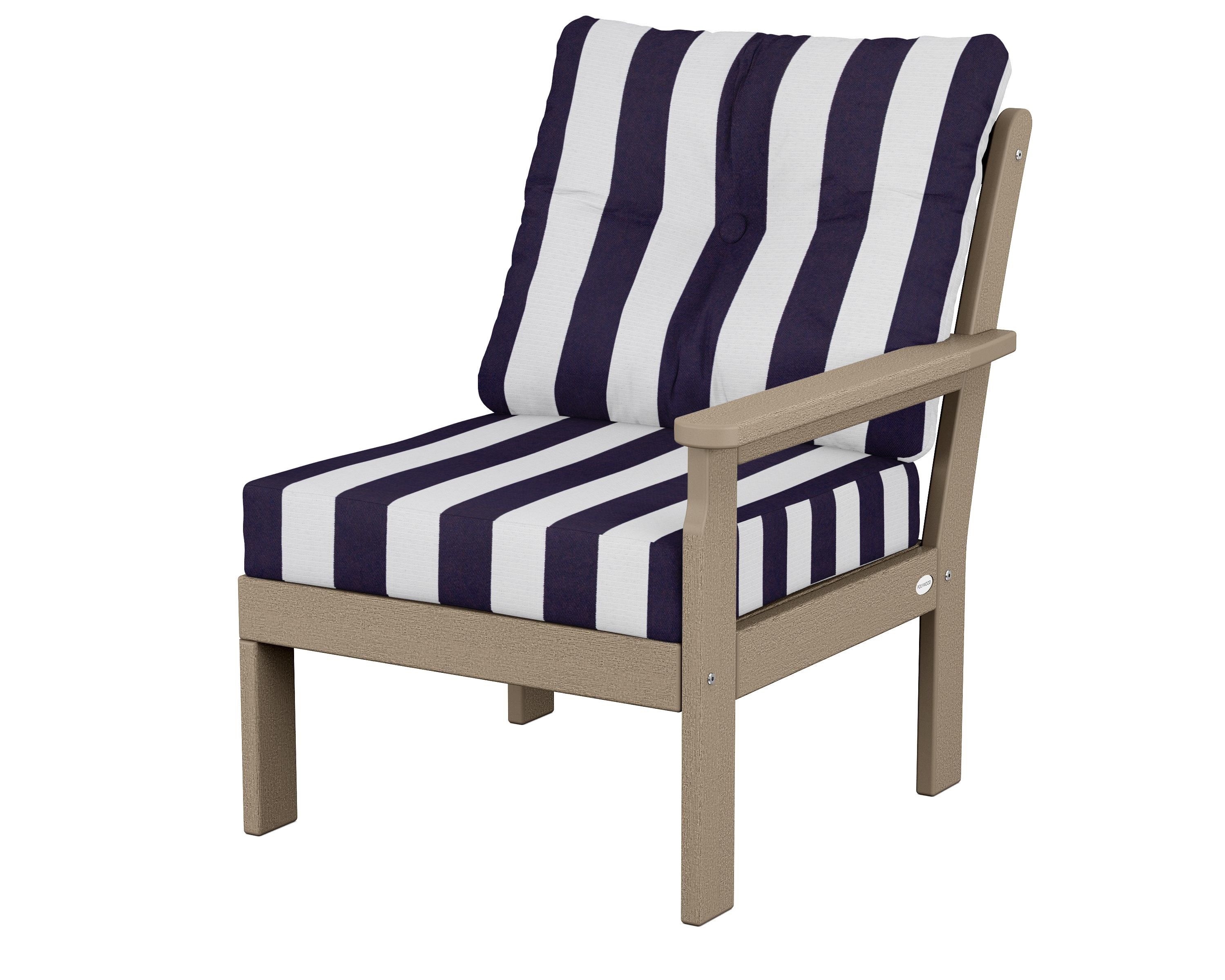 POLYWOOD® Vineyard Modular Right Arm Chair in Vintage Sahara / Cabana Stripe Navy