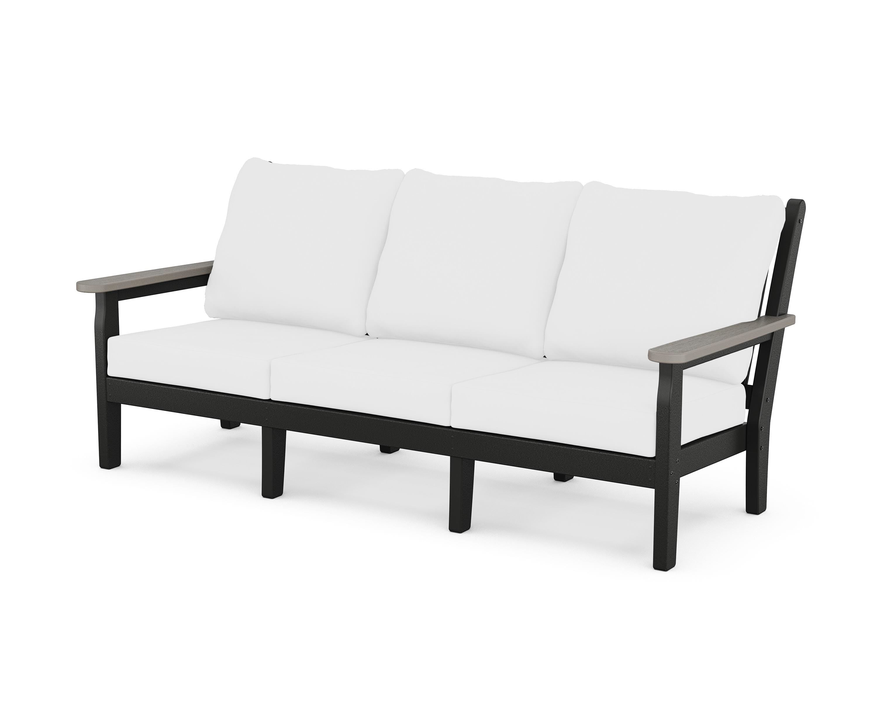 POLYWOOD® Chippendale Deep Seating Sofa in Black / Driftwood / Natural