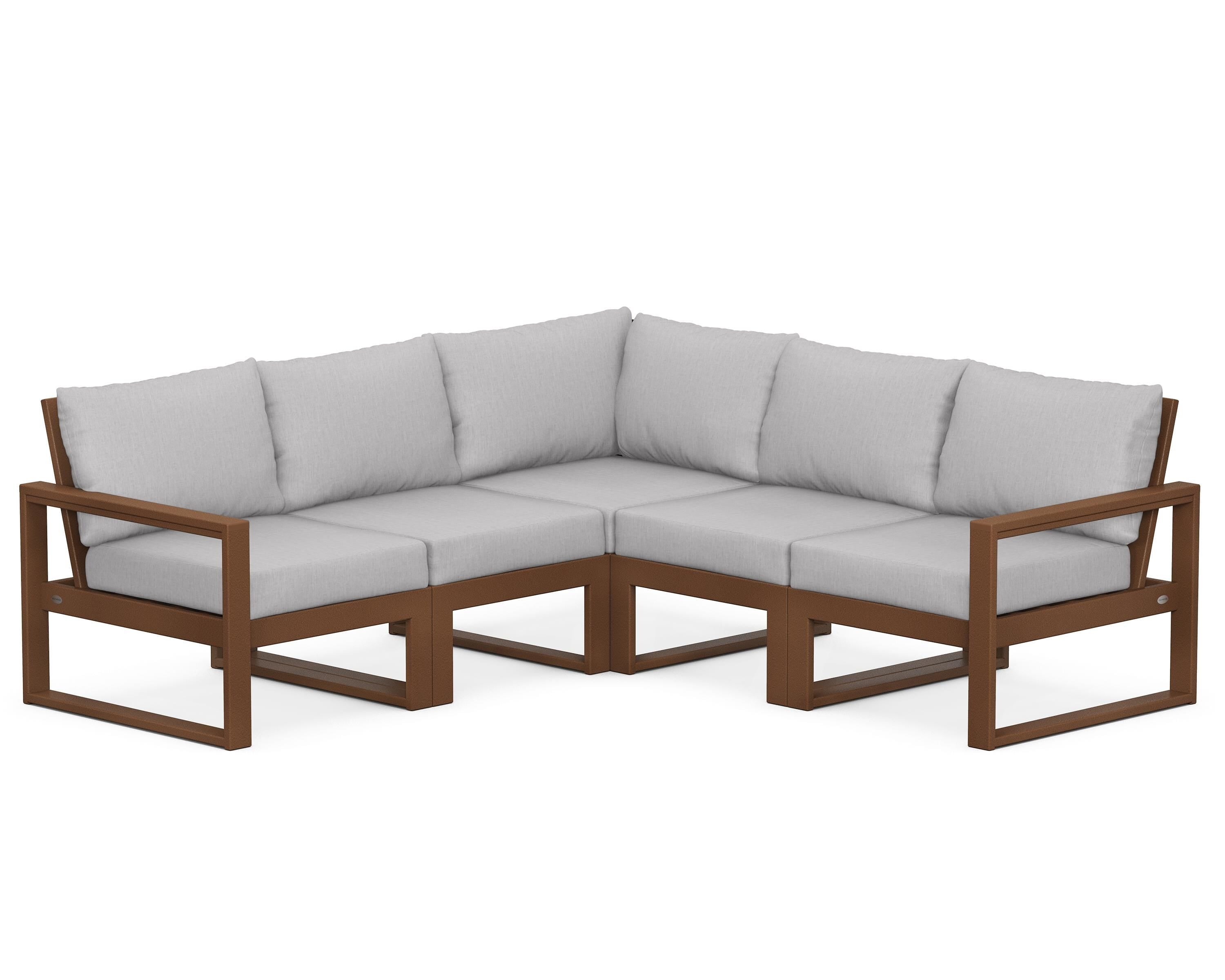 POLYWOOD® EDGE 5-Piece Modular Deep Seating Set in Teak / Granite