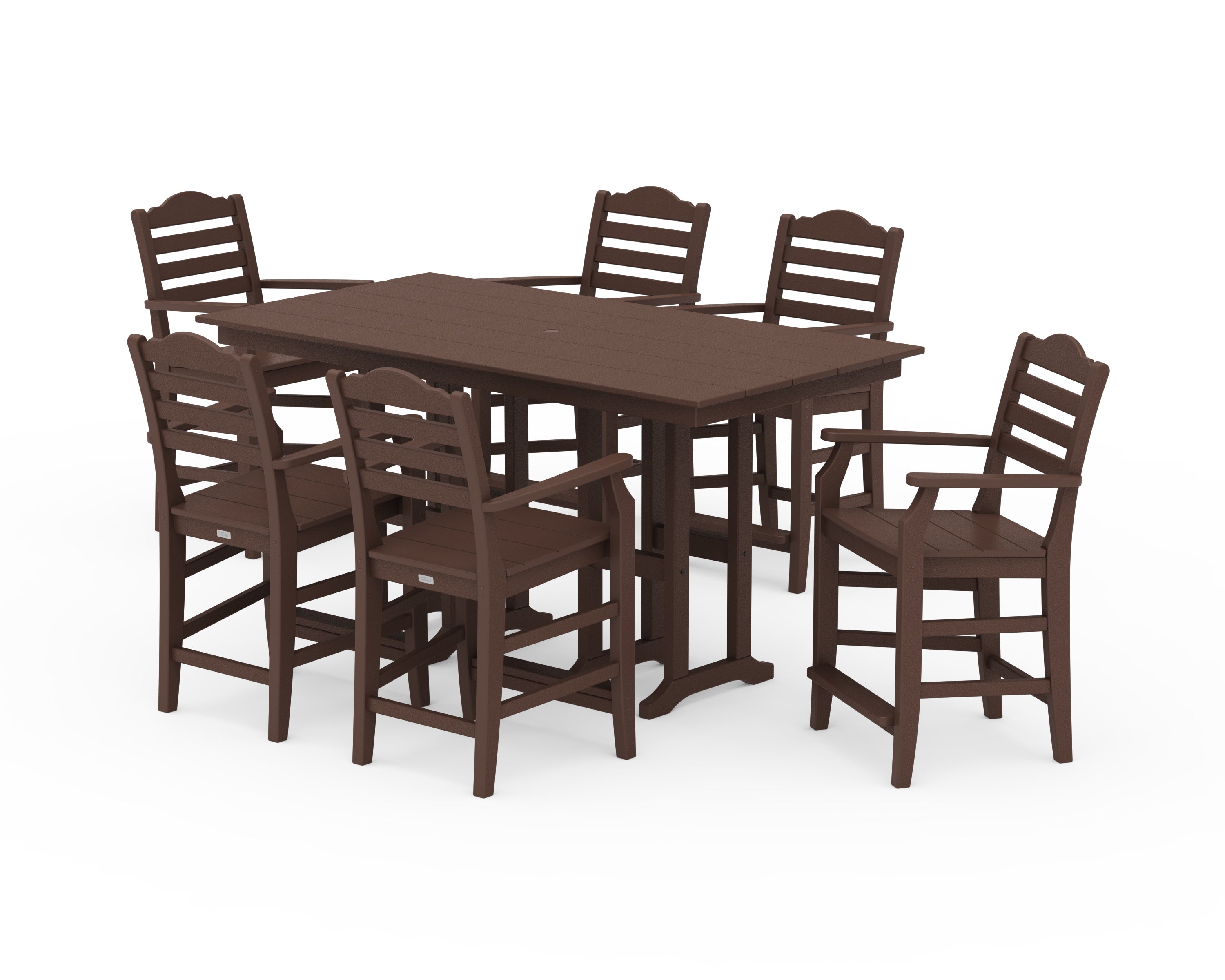 Draper James™ by POLYWOOD® Savannah Arm Chair 7-Piece Farmhouse Counter Set in Mahogany