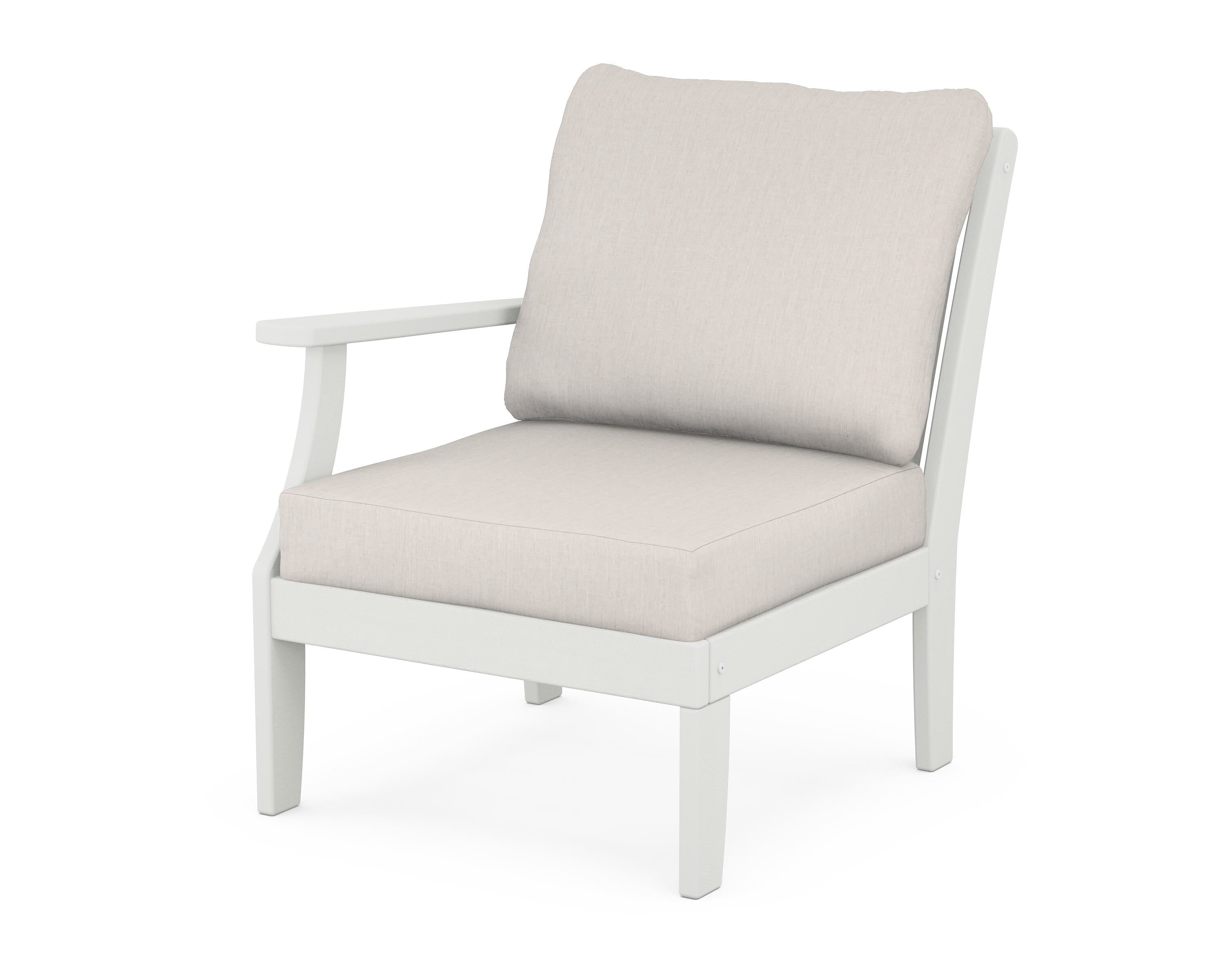 POLYWOOD® Braxton Modular Left Arm Chair in Vintage White / Cast Ash