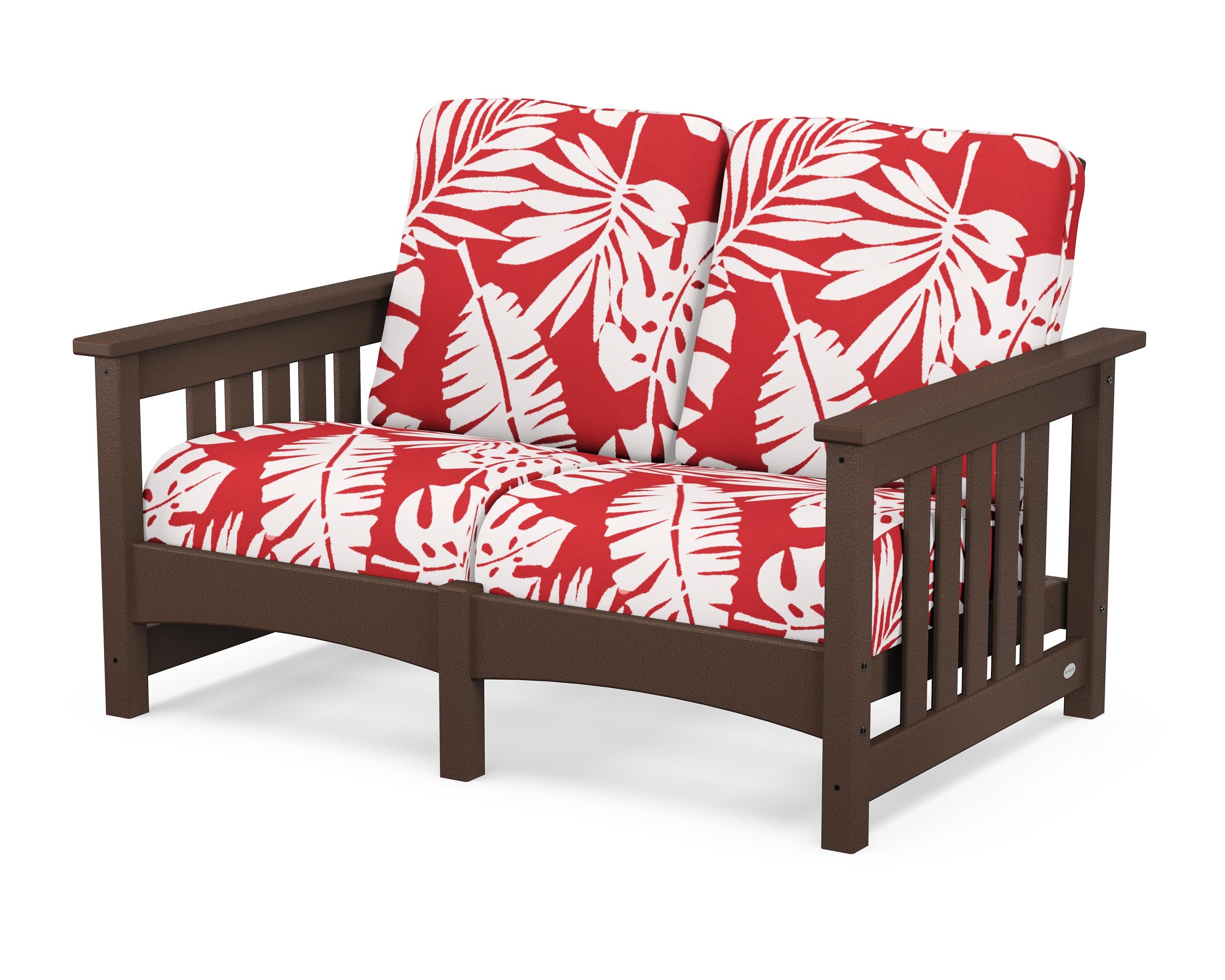 POLYWOOD® Club Mission Loveseat in Mahogany / Leaf Crimson