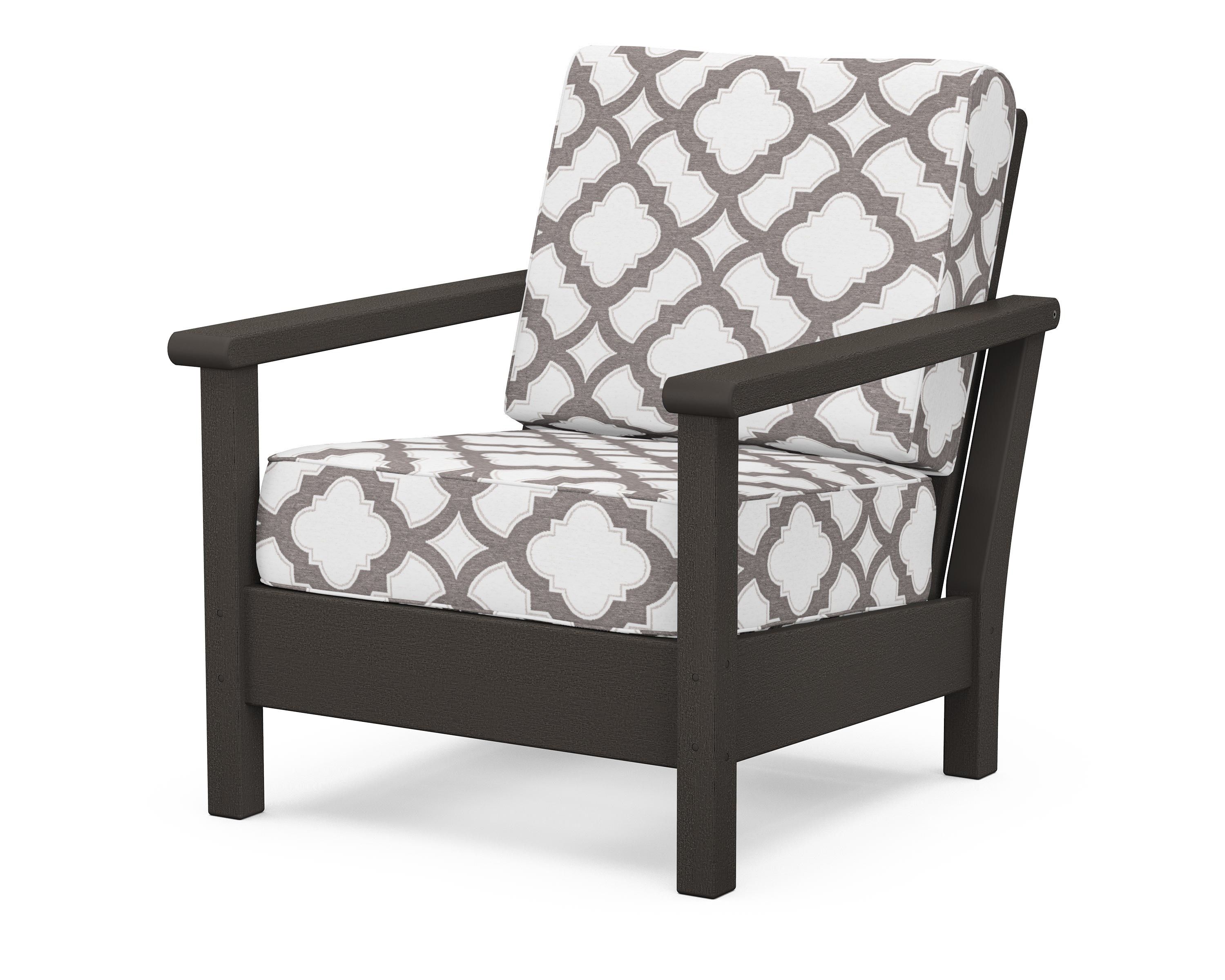 POLYWOOD® Harbour Deep Seating Chair in Vintage Coffee / Trellis Grey Mist