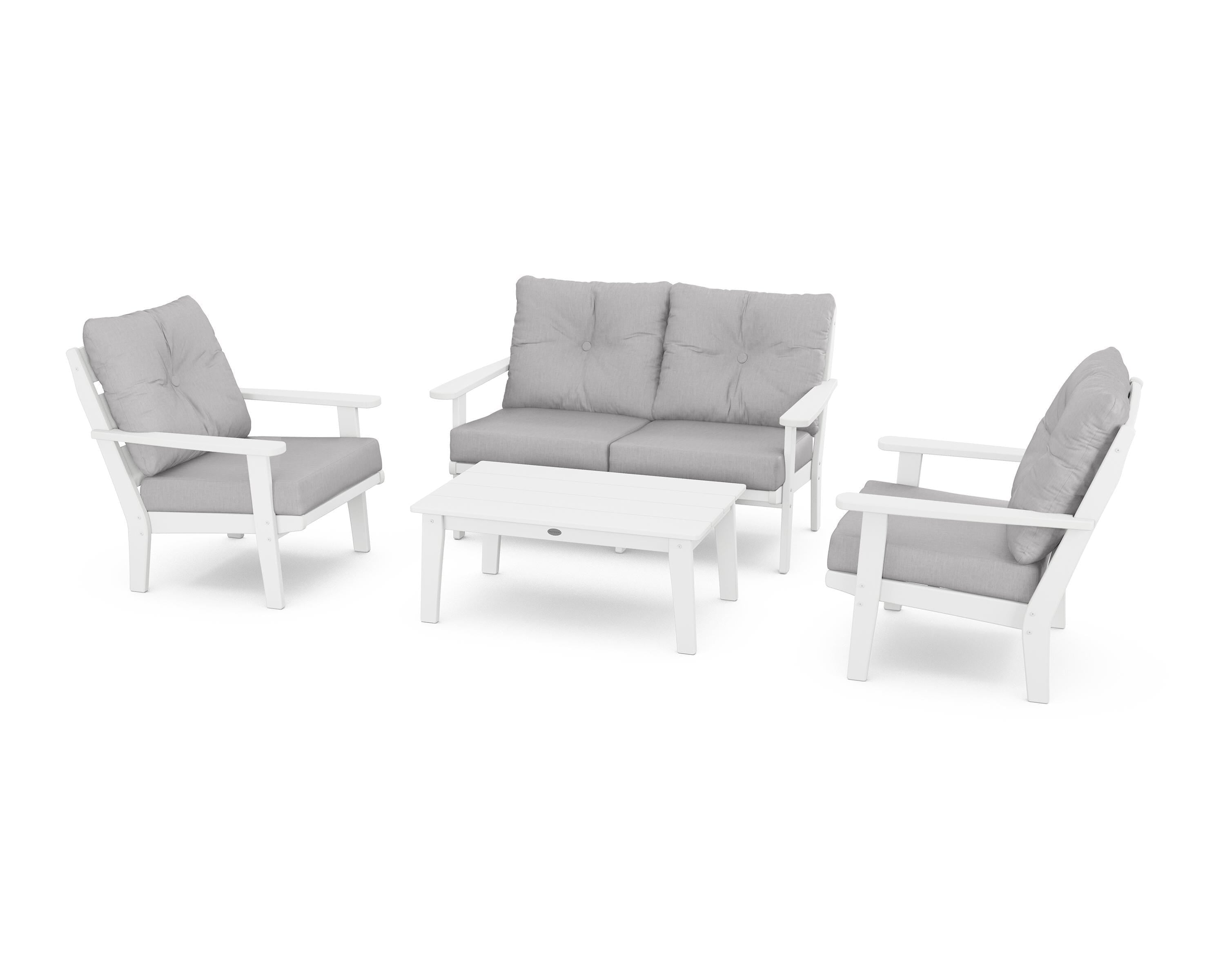 POLYWOOD® Lakeside 4-Piece Deep Seating Set in White / Granite
