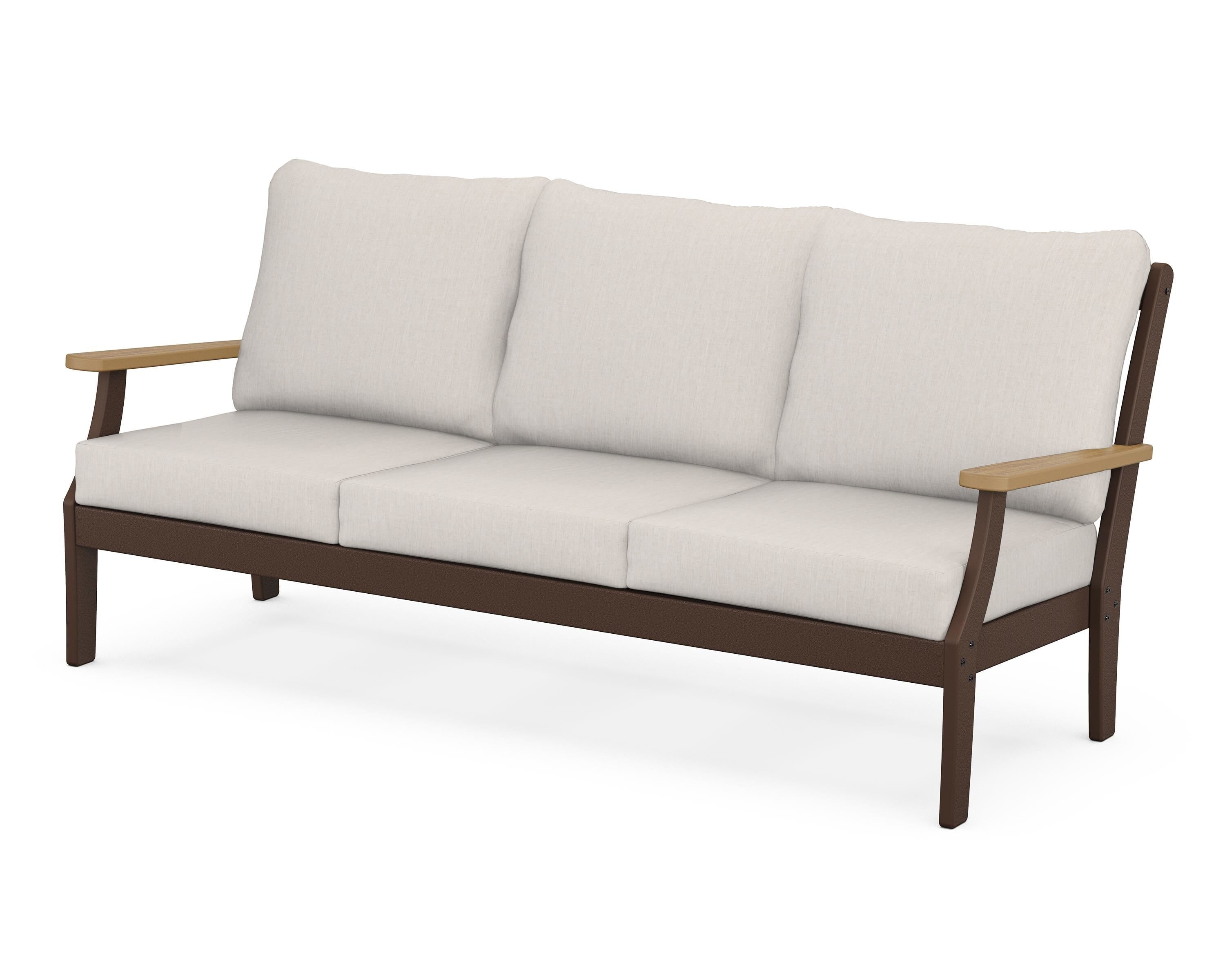 POLYWOOD® Braxton Deep Seating Sofa in Mahogany / Natural / Cast Ash