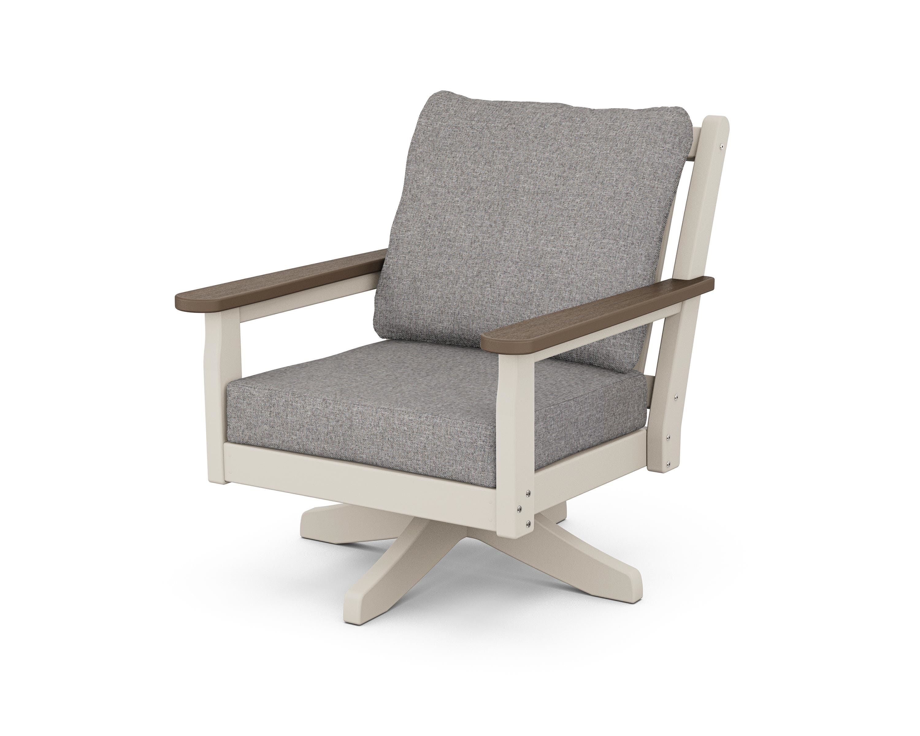 POLYWOOD® Chippendale Deep Seating Swivel Chair in Sand / Kona / Grey Mist