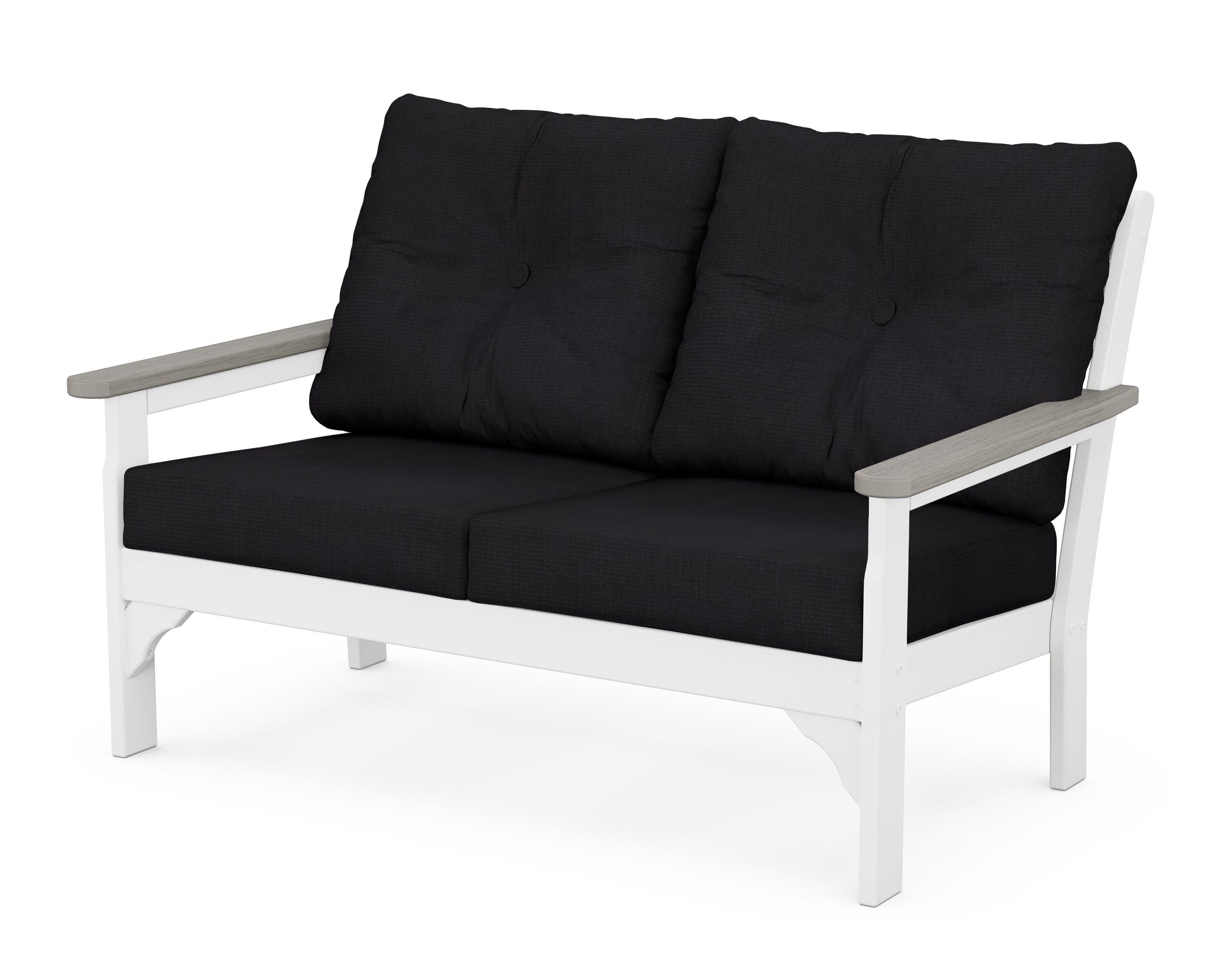 POLYWOOD® Vineyard Deep Seating Loveseat in White / Driftwood / Midnight Linen