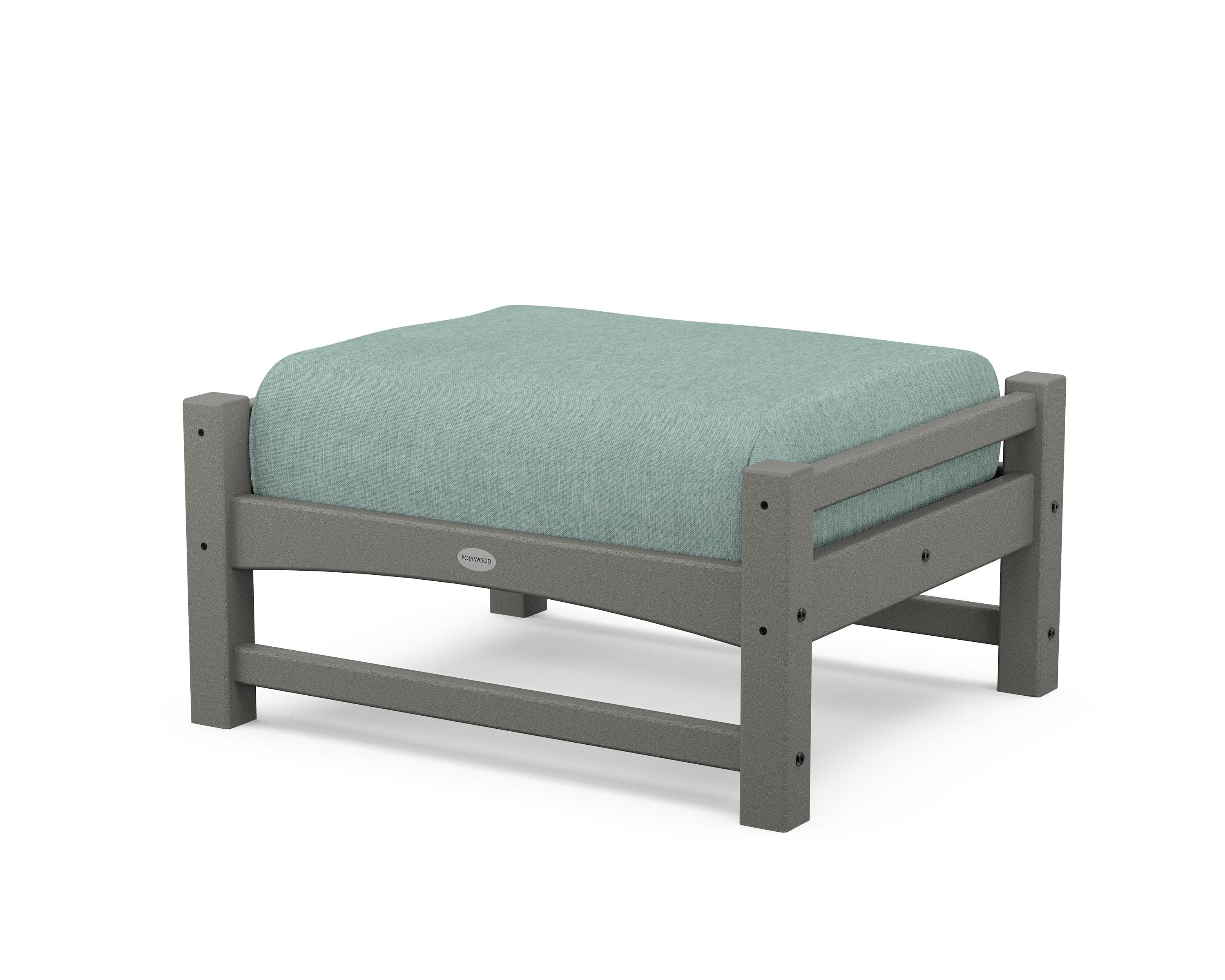 POLYWOOD® Club Ottoman in Slate Grey / Glacier Spa