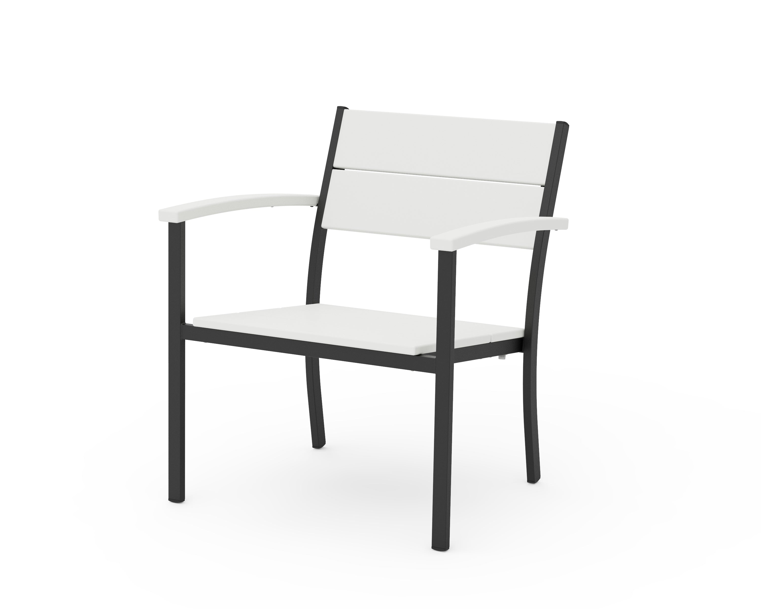POLYWOOD® Main Street Stacking Lounge Arm Chair in Black / White