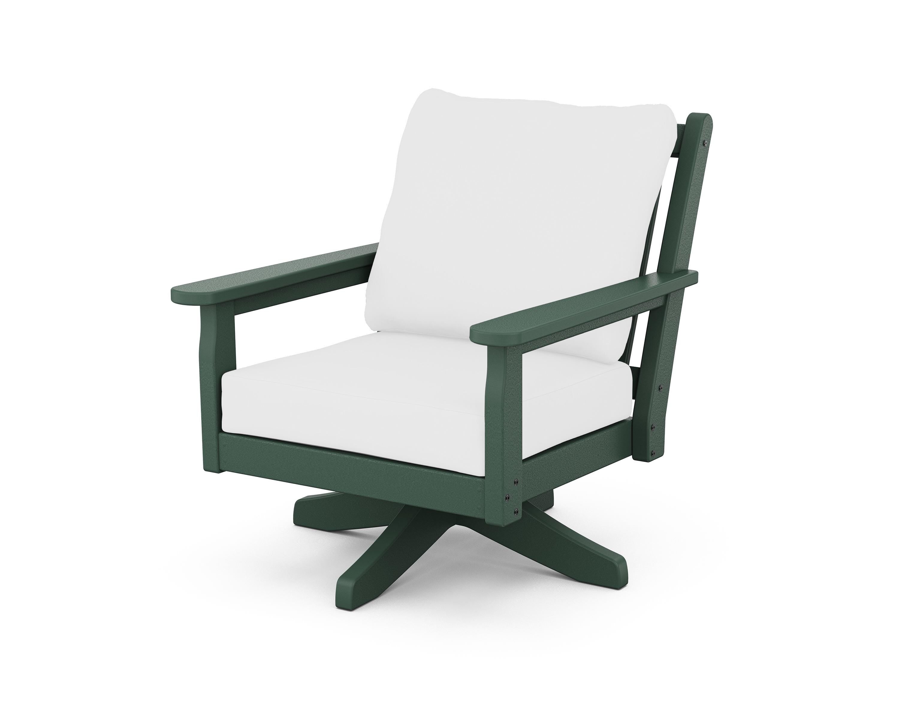 POLYWOOD® Chippendale Deep Seating Swivel Chair in Green / Natural