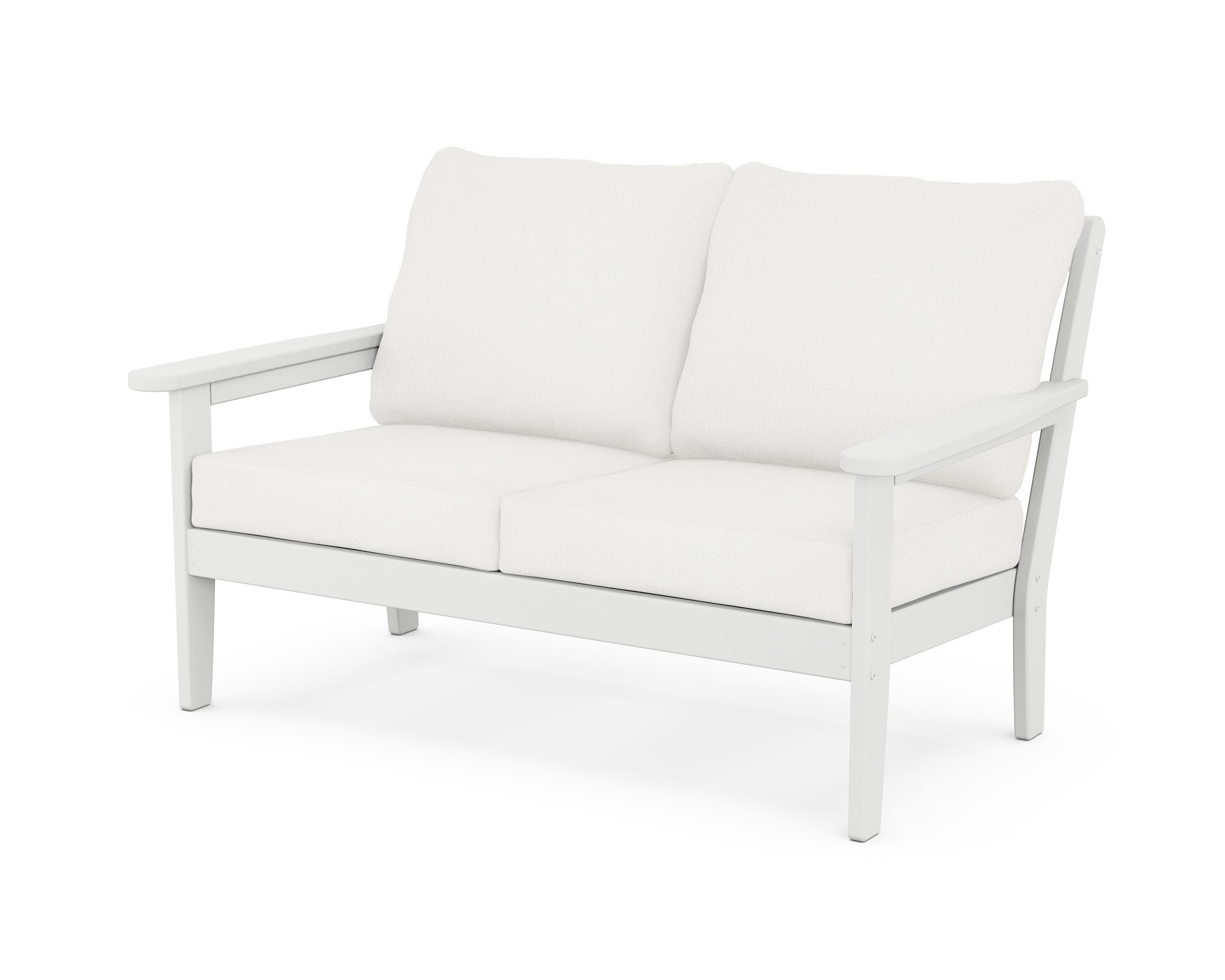 Country Living Cottage Deep Seating Loveseat in White / Natural Linen