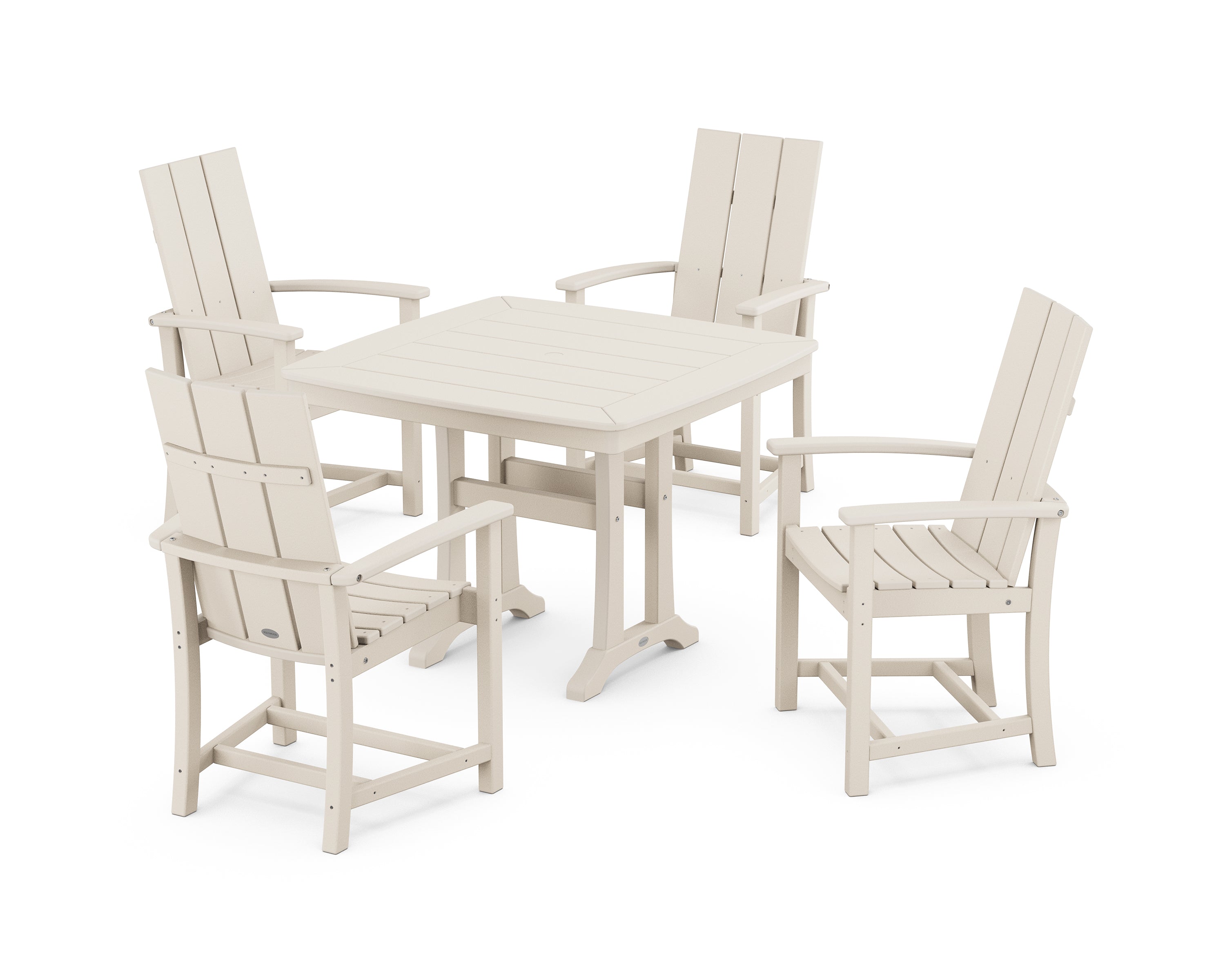 POLYWOOD® Modern Adirondack 5-Piece Dining Set with Trestle Legs in Sand