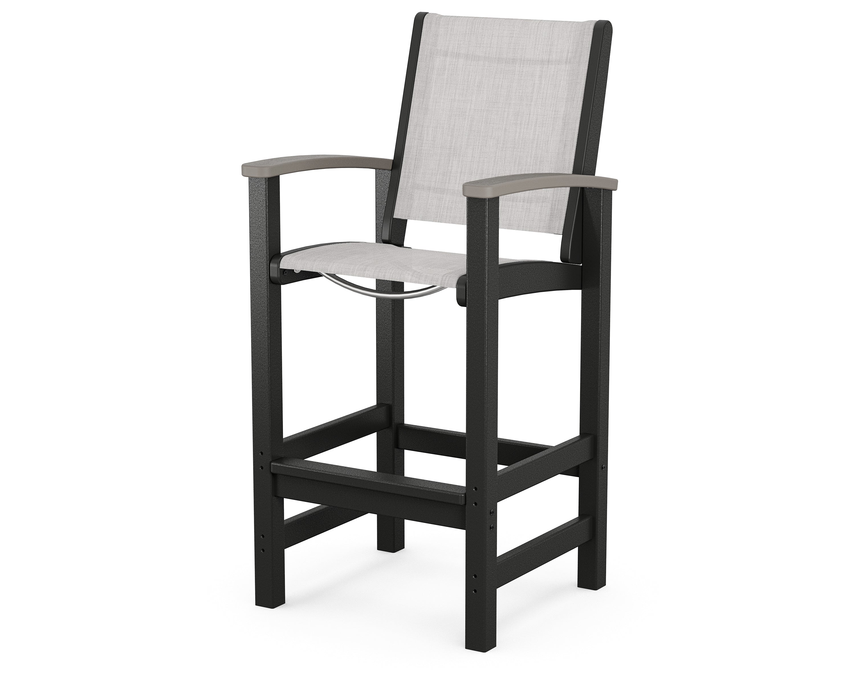 POLYWOOD® Coastal Bar Chair in Black / Driftwood / Parchment Sling
