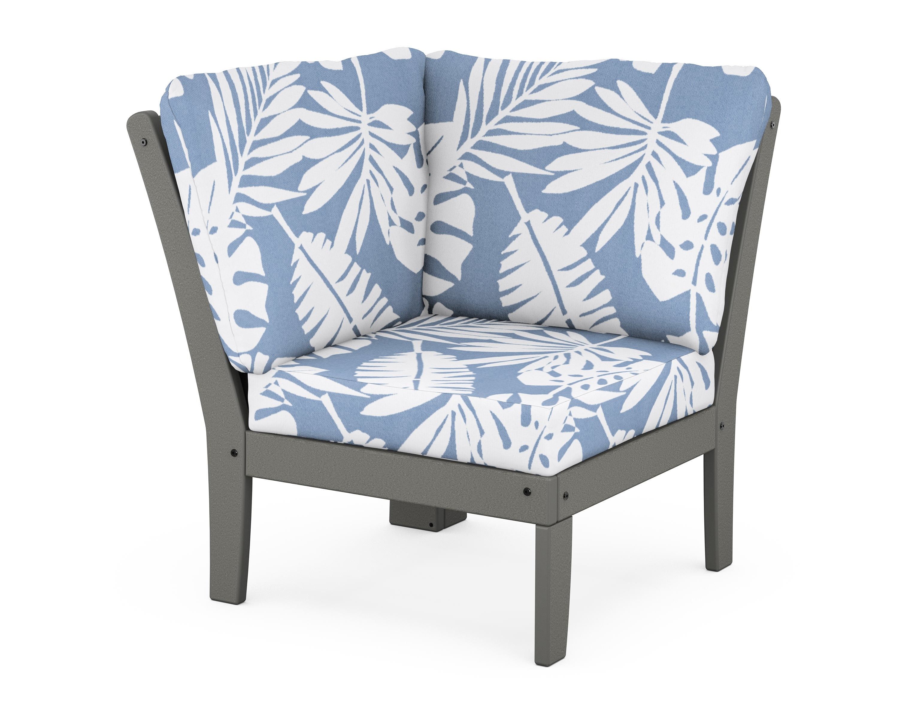 POLYWOOD® Braxton Modular Corner Chair in Slate Grey / Leaf Sky Blue