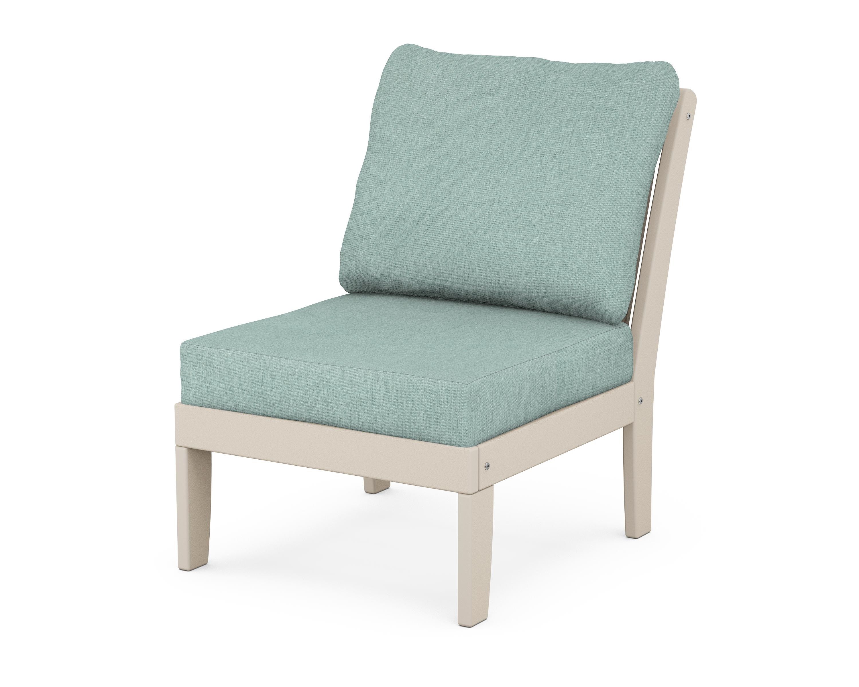 POLYWOOD® Braxton Modular Armless Chair in Sand / Glacier Spa