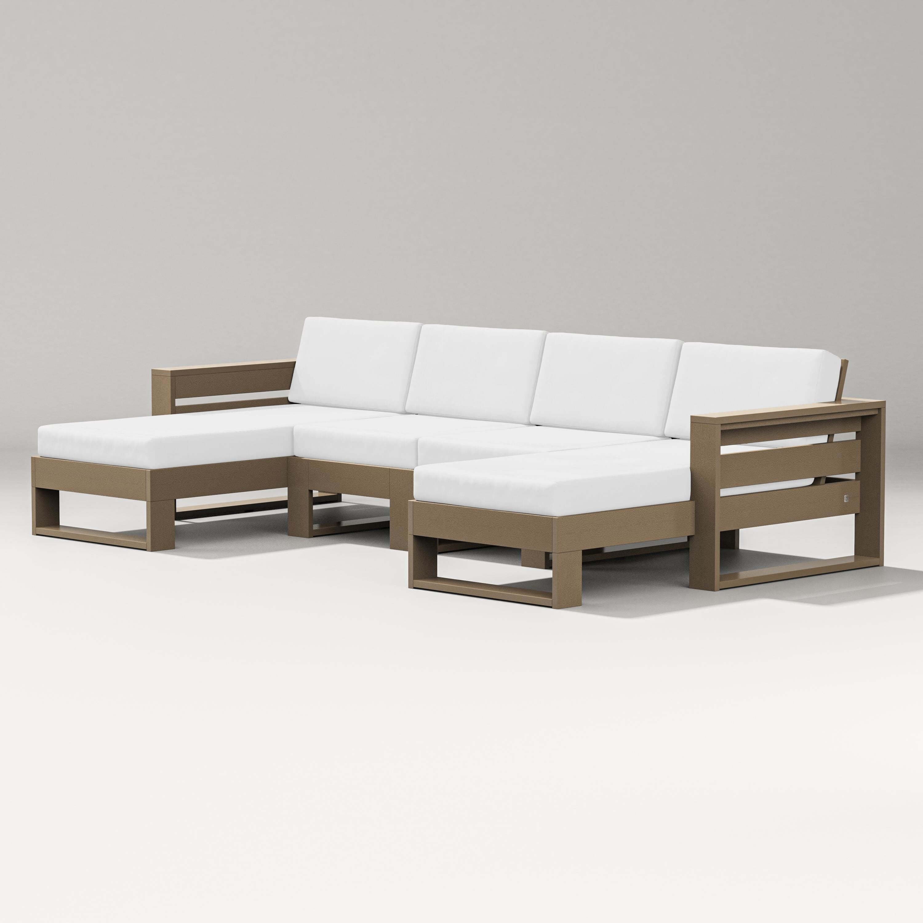 PW Designer Series Latitude Double Chaise Sectional in Vintage Sahara / Natural