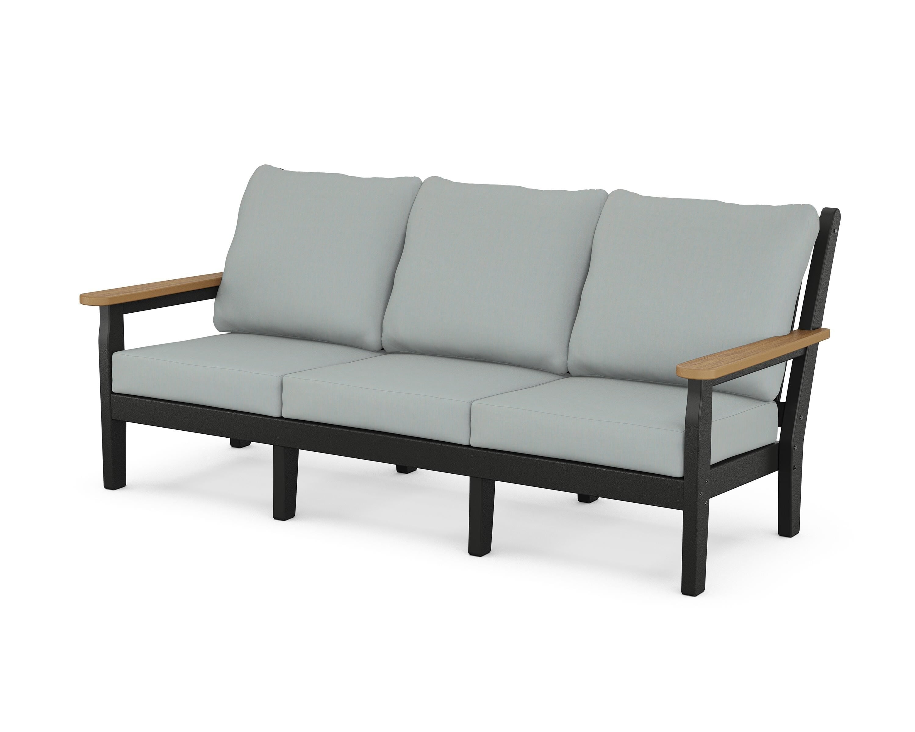 POLYWOOD® Chippendale Deep Seating Sofa in Black / Natural / Spa