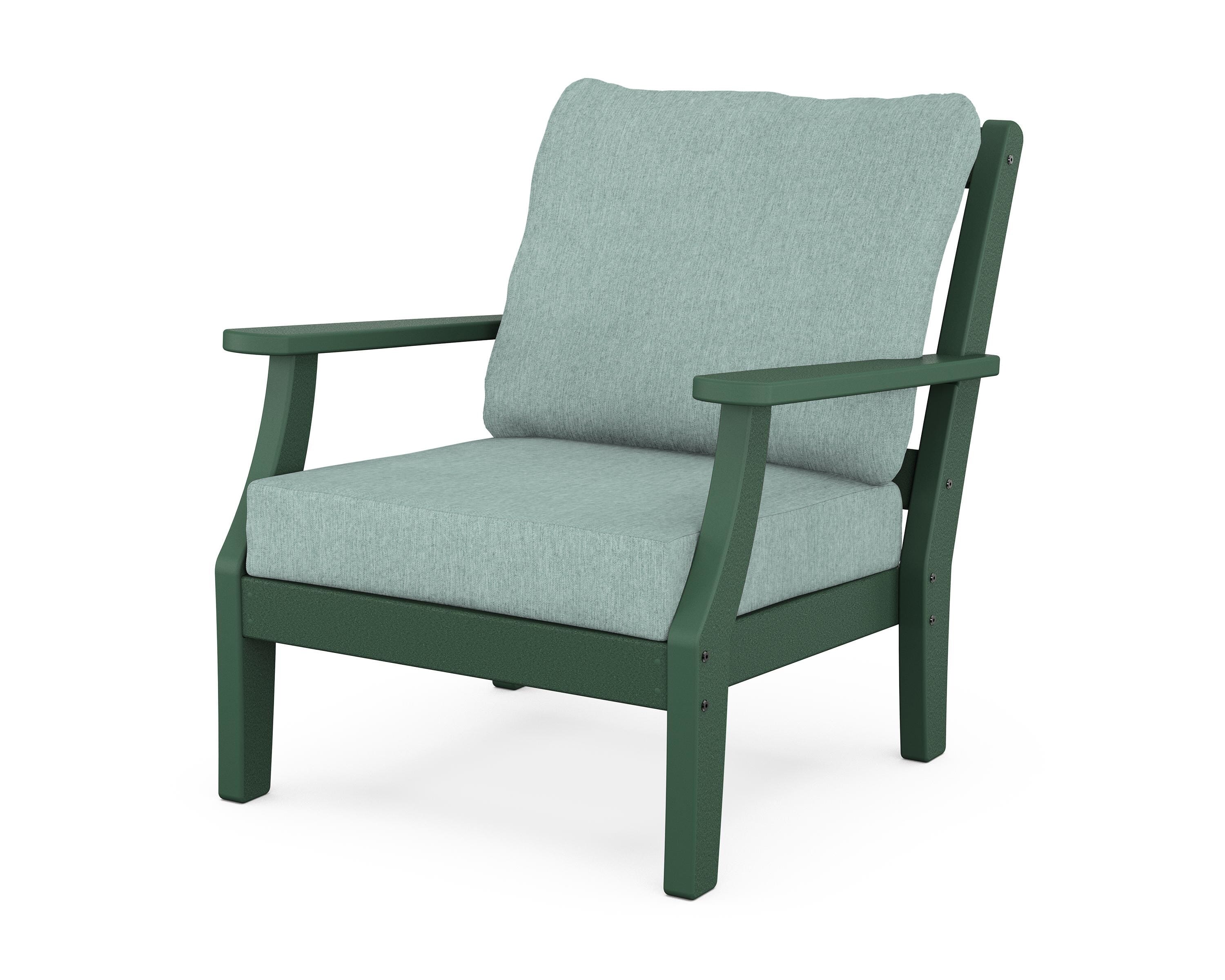 Martha Stewart by POLYWOOD® Chinoiserie Deep Seating Chair in Green / Glacier Spa