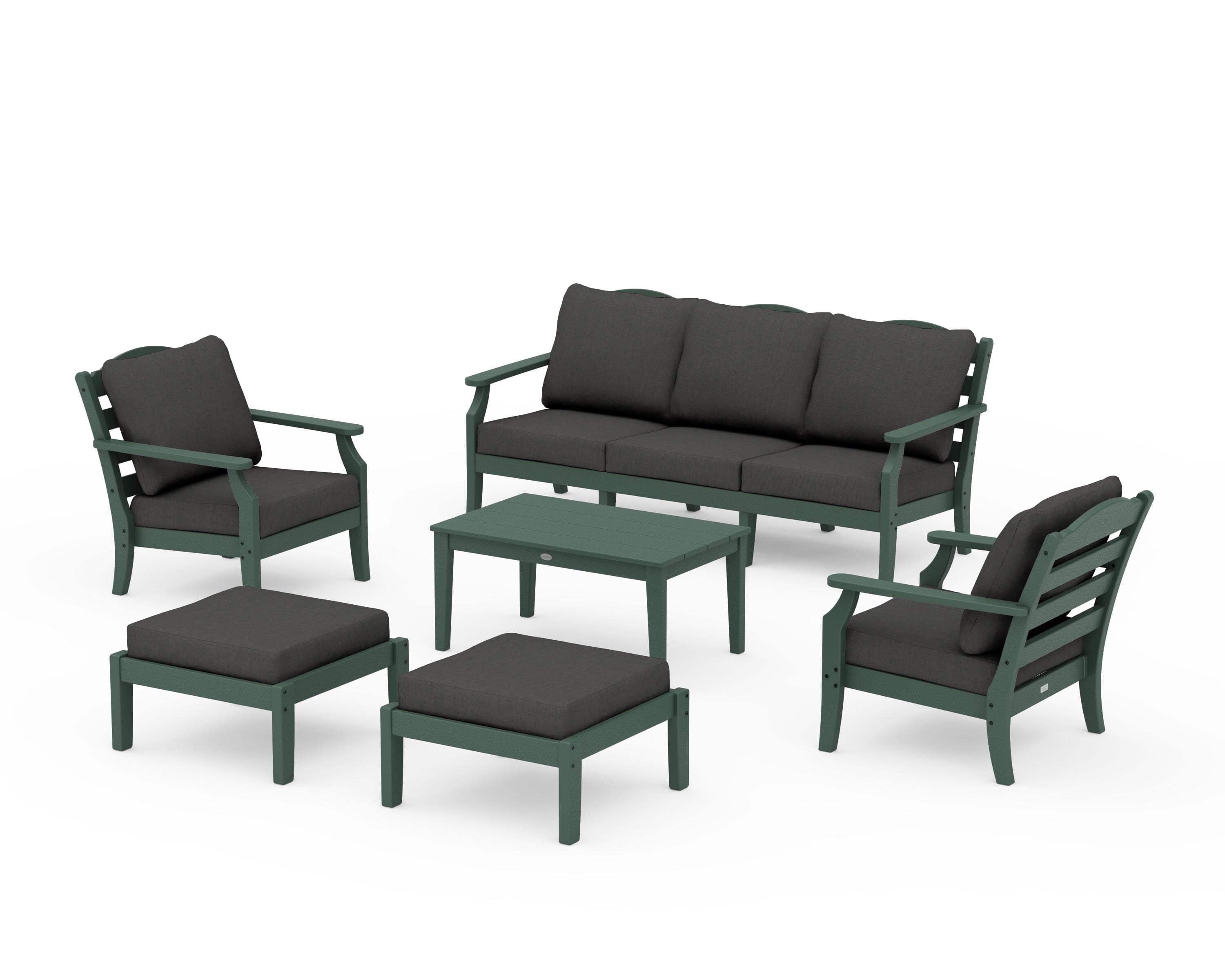 Draper James™ by POLYWOOD® Savannah 6-Piece Lounge Sofa Set in Green / Spectrum Carbon