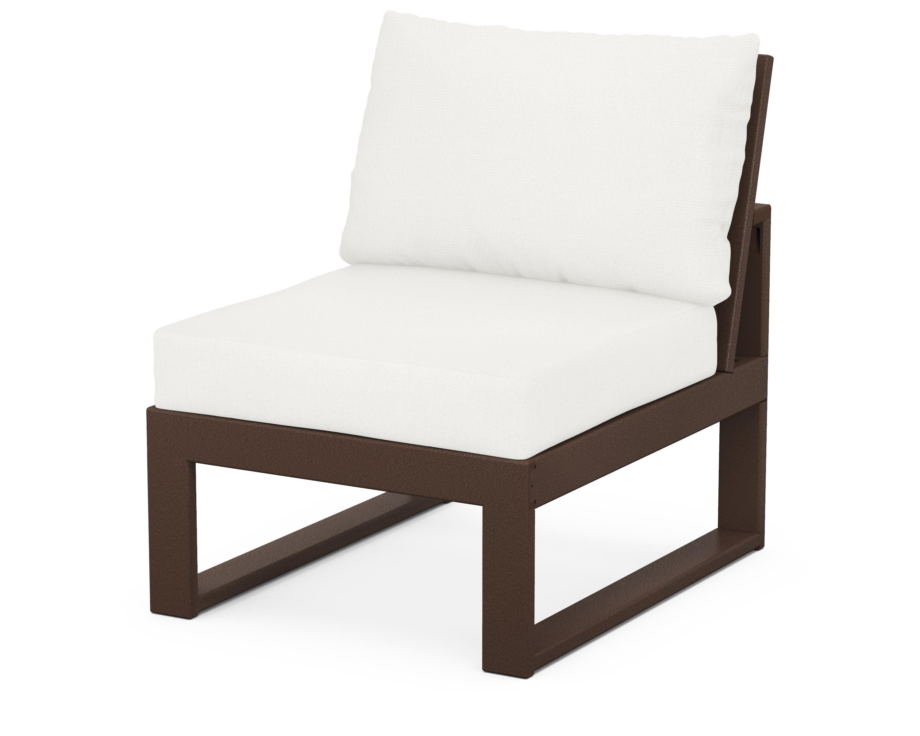 Unbranded Modular Armless Chair in Mahogany / Natural Linen